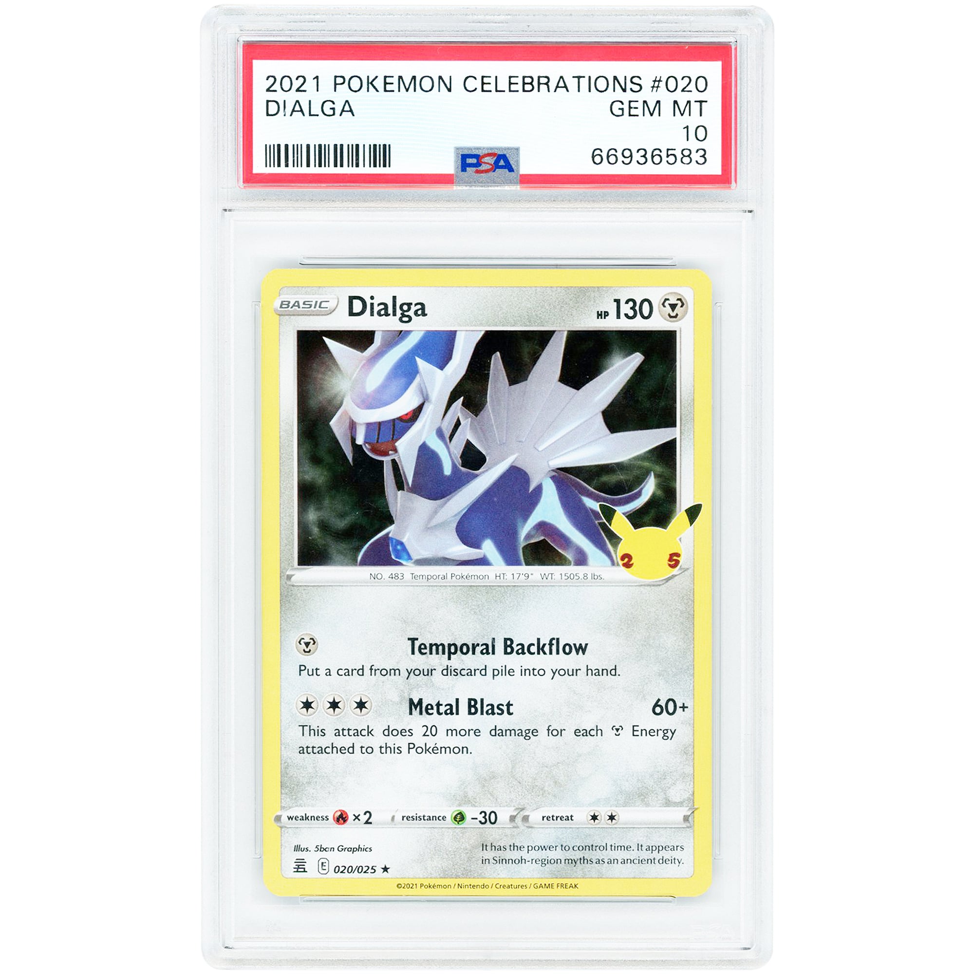 Dialga 2021 Pokemon Celebrations Holo Rare #20 PSA Authenticated 10 Card