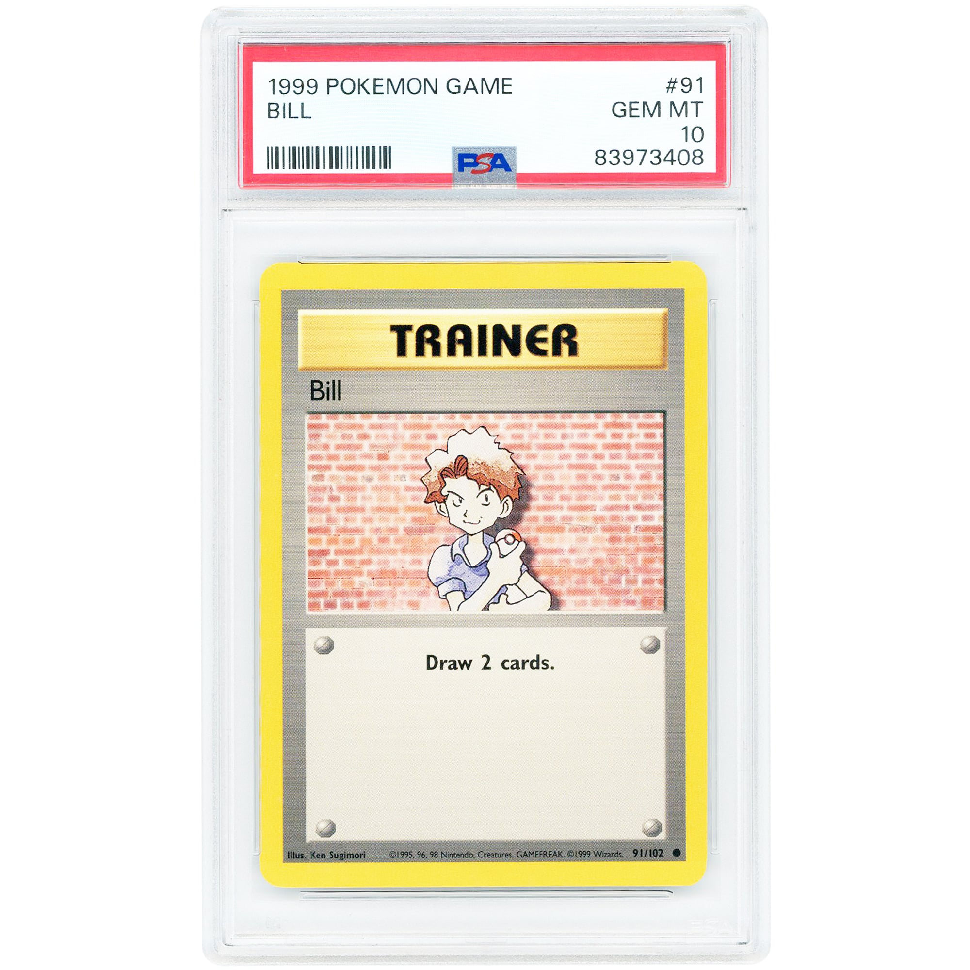 Bill 1999 Pokemon Base Set Common #91 PSA Authenticated 10 Card