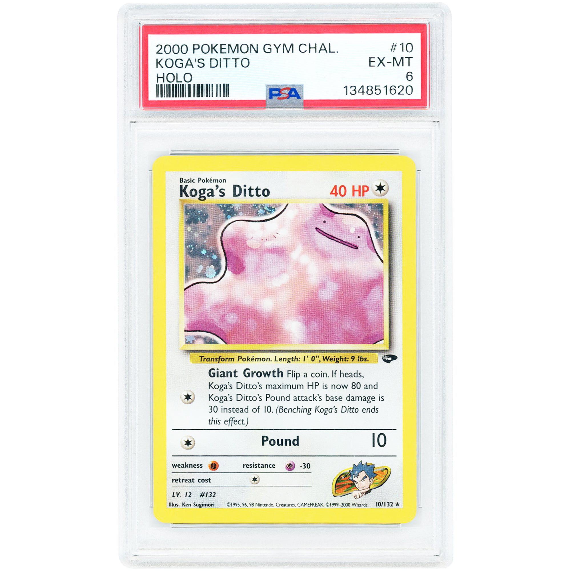 Koga's Ditto 2000 Pokemon Gym Challenge Holo Rare #10 PSA Authenticated 6 Card