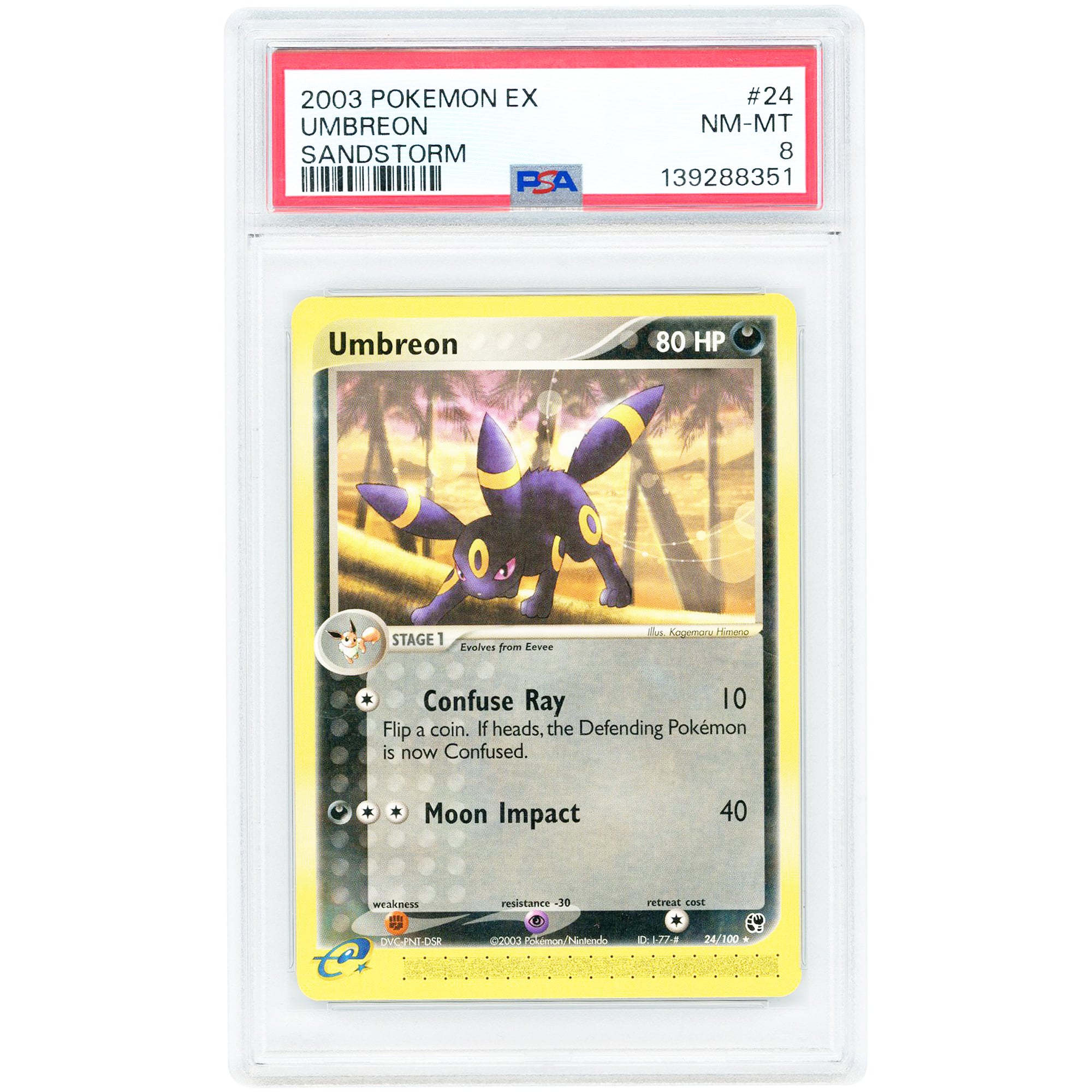 Umbreon 2003 Pokemon EX Sandstorm Rare #24 PSA Authenticated 8 Card