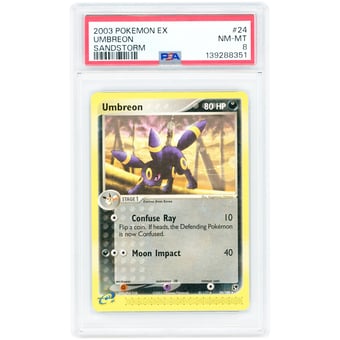 Umbreon 2003 Pokemon EX Sandstorm Rare #24 PSA Authenticated 8 Card