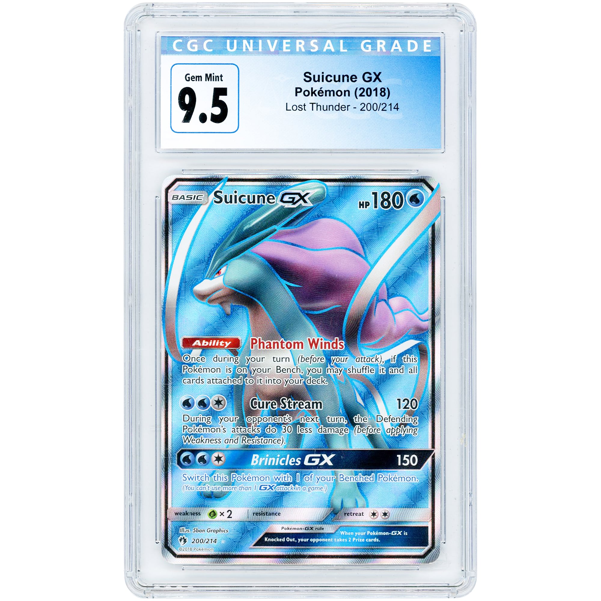 Suicune GX 2018 Pokemon Lost Thunder Ultra Rare #200 CGC Authenticated 9.5 Card