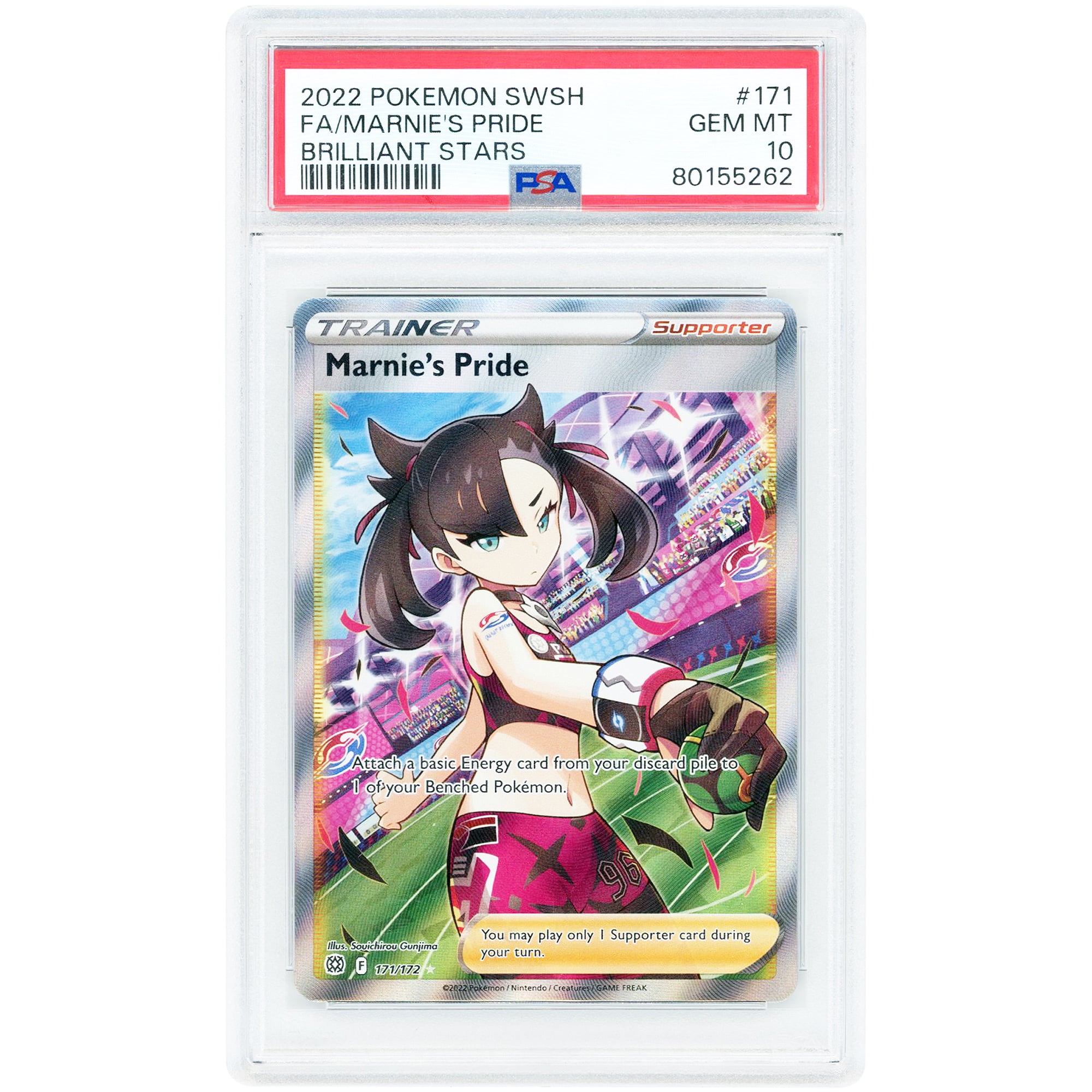 Marnie's Pride 2022 Pokemon Brilliant Stars Ultra Rare #171 PSA Authenticated 10 Card
