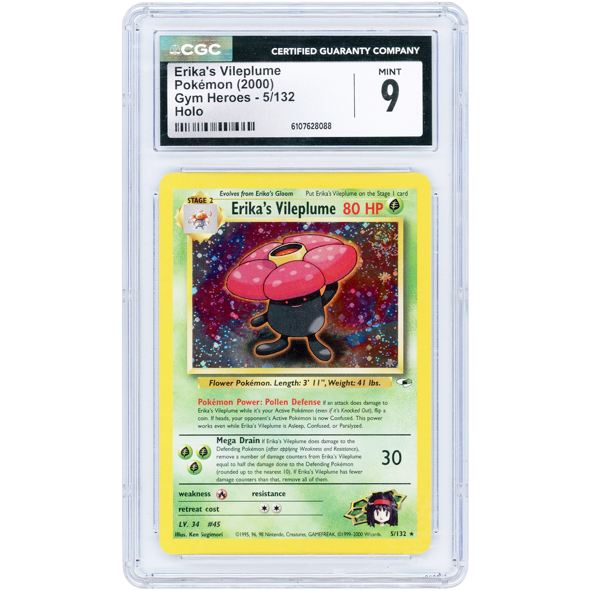 Erika's Vileplume 2000 Pokemon Gym Heroes Holo Rare #5 CGC Authenticated 9 Card