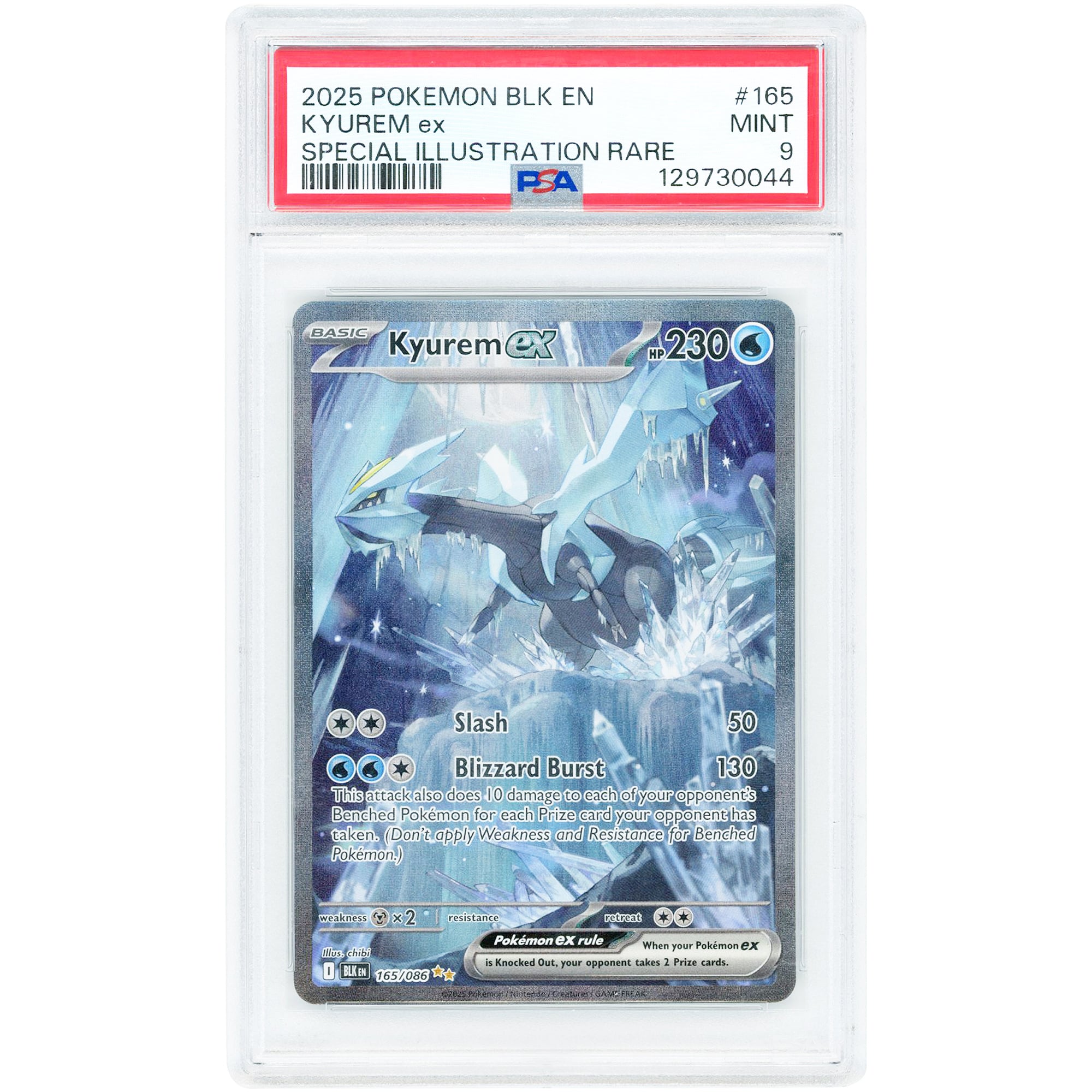 Kyurem ex 2025 Pokemon Black Bolt Special Illustration Rare #165 PSA Authenticated 9 Card