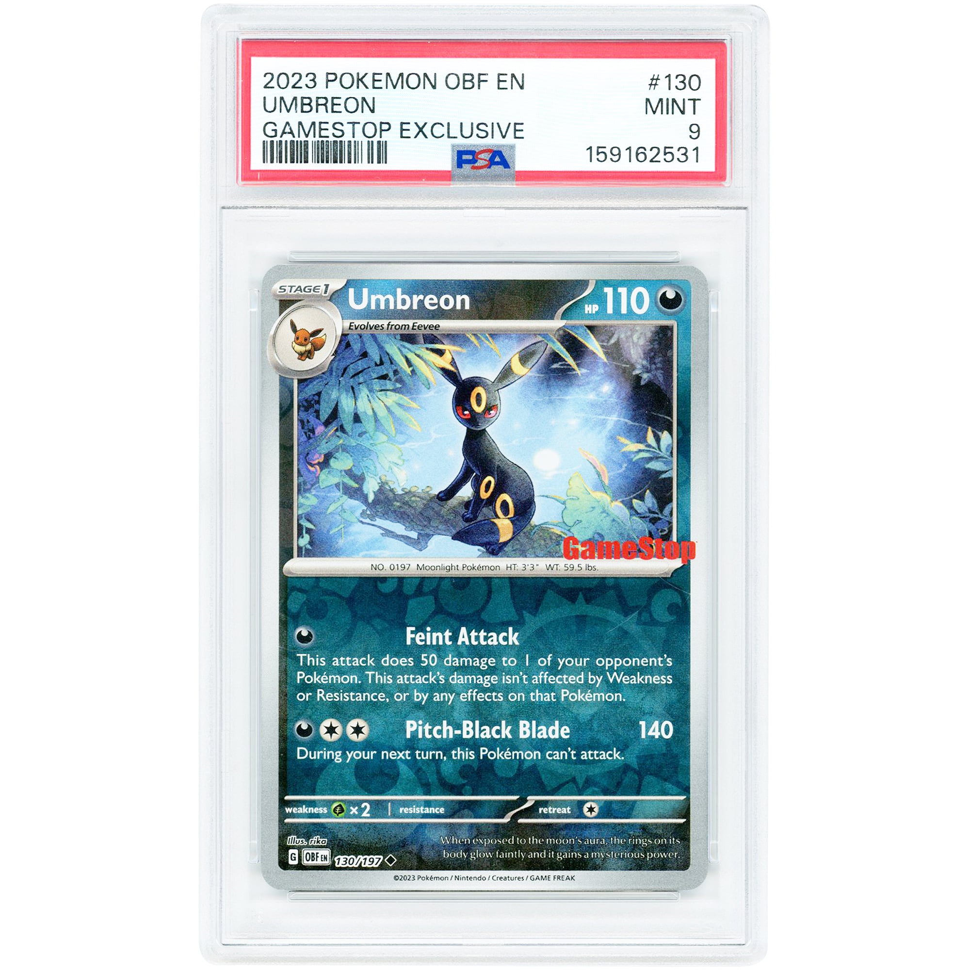 Umbreon 2023 Pokemon Scarlet & Violet GameStop Exclusive #130 PSA Authenticated 9 Card