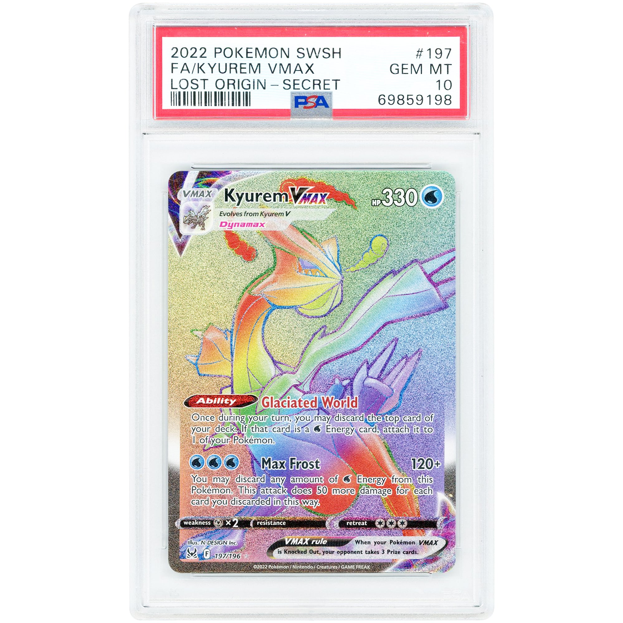 Kyurem VMAX 2022 Pokemon Lost Origin Secret Rare #197 PSA Authenticated 10 Card