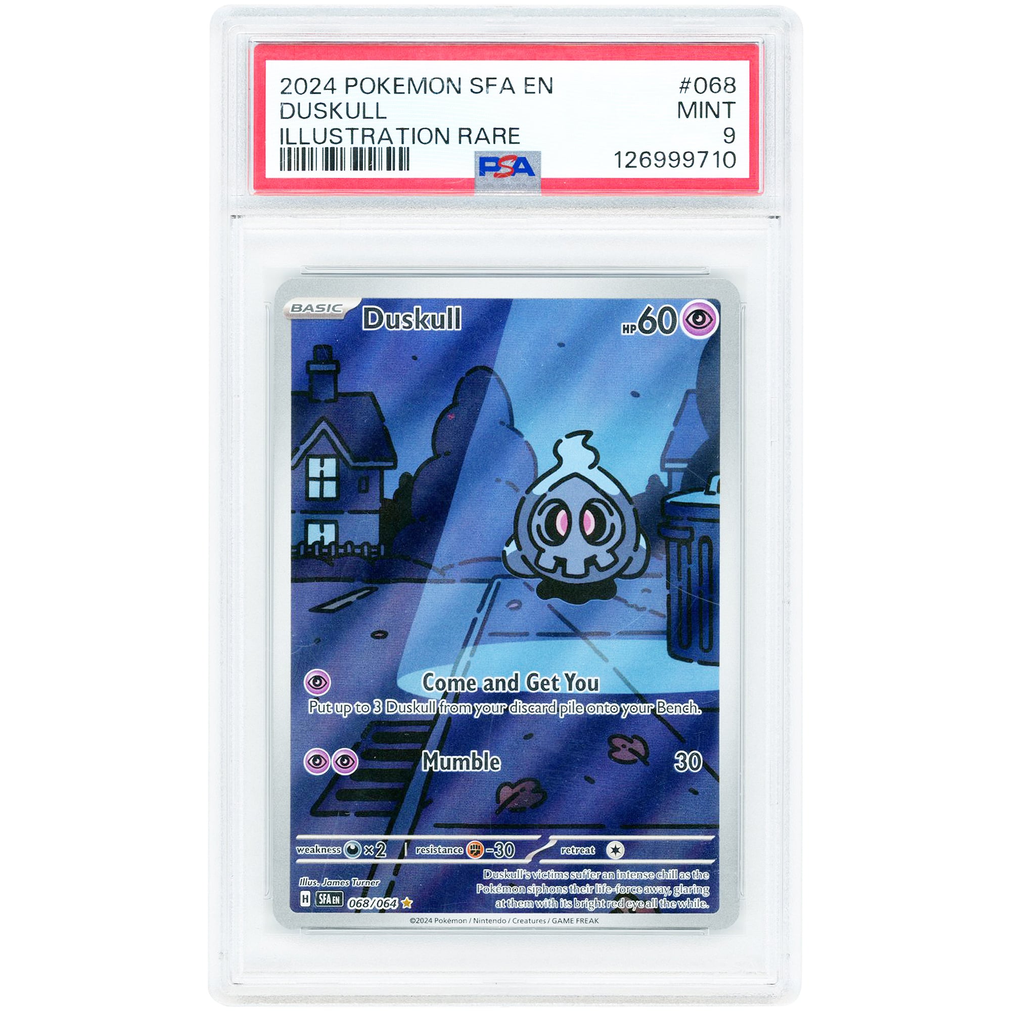 Duskull 2024 Pokemon Shrouded Fable Illustration Rare #68 PSA Authenticated 9 Card