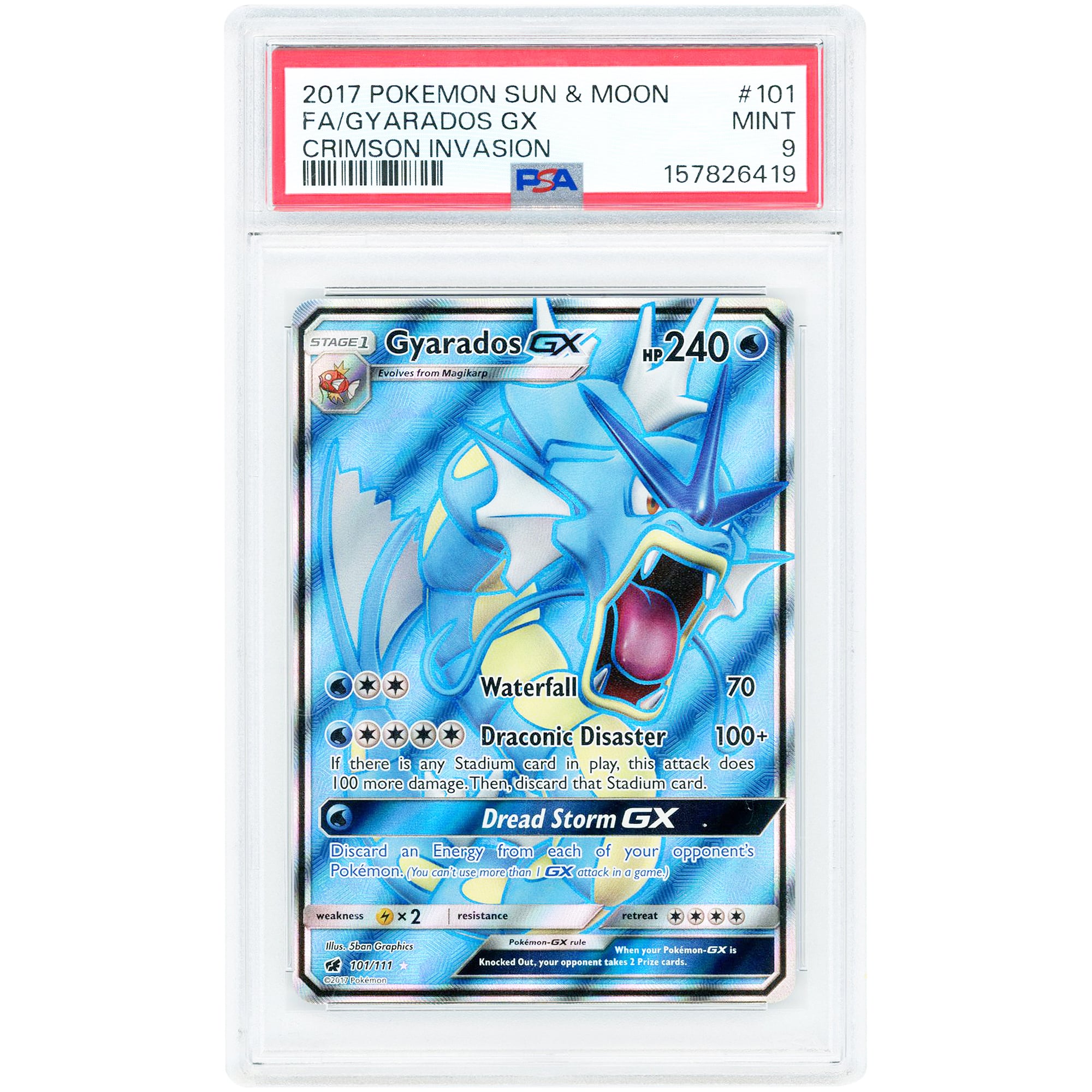Gyarados GX 2017 Pokemon Crimson Invasion Ultra Rare #101 PSA Authenticated 9 Card