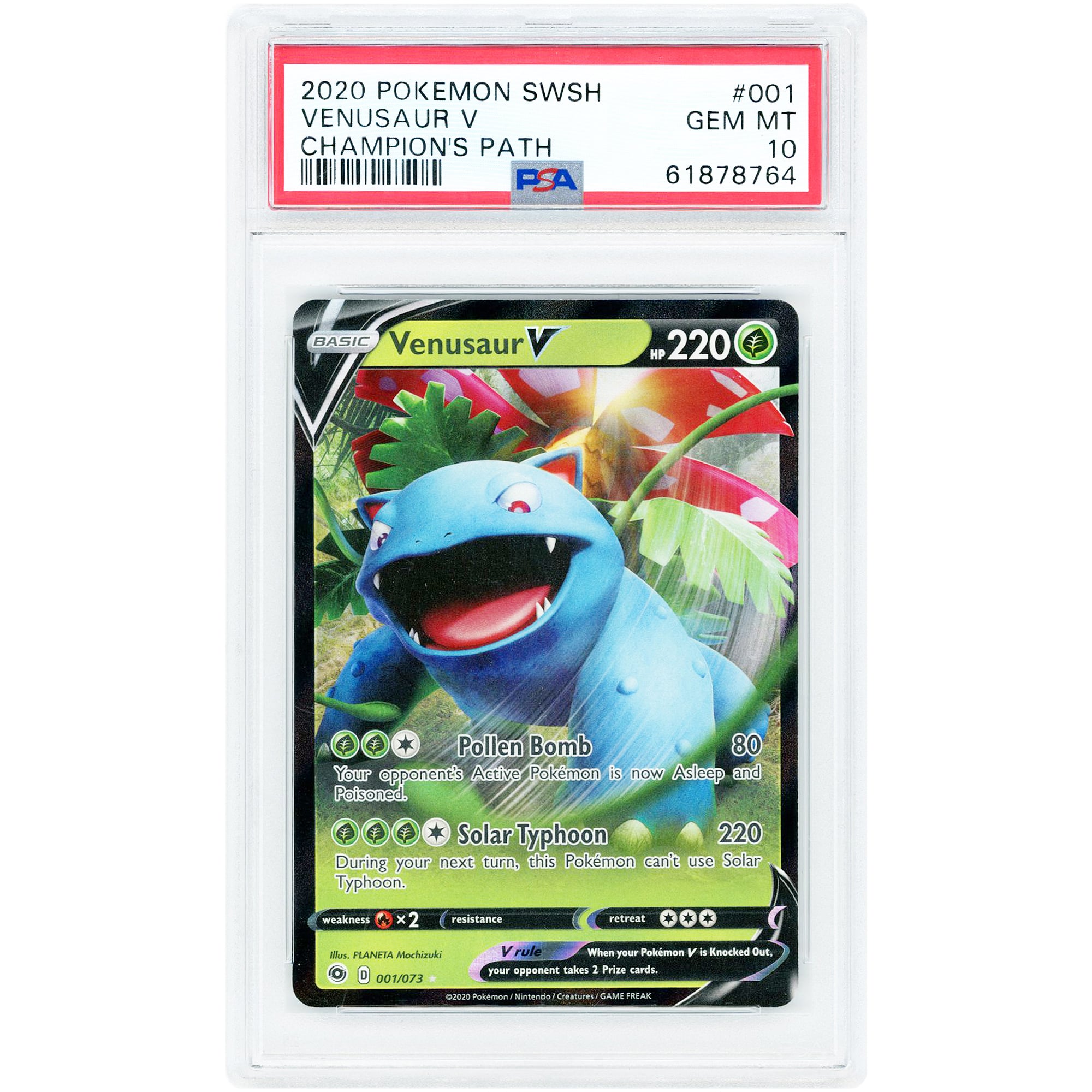 Venusaur V 2020 Pokemon Champion's Path Ultra Rare #1 PSA Authenticated 10 Card