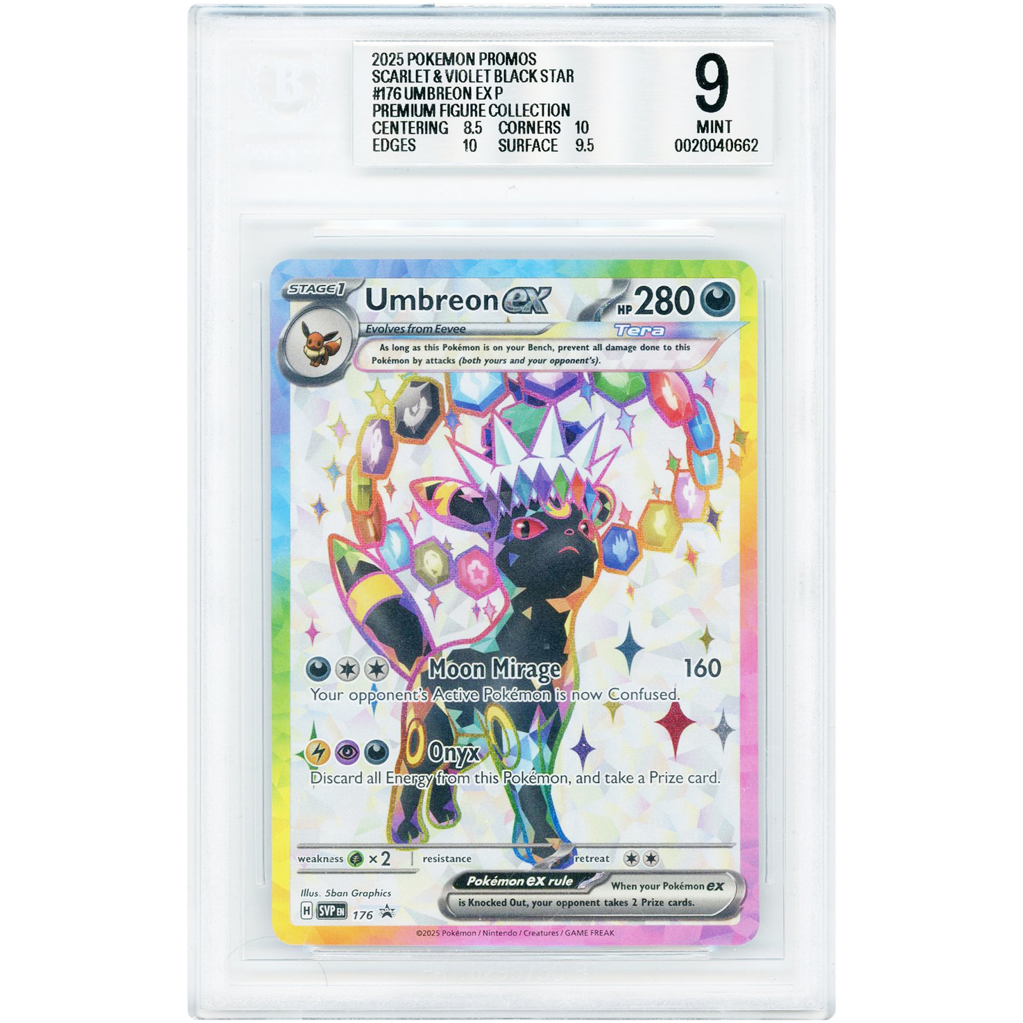 Umbreon ex 2025 Pokemon Scarlet & Violet Promo #SVP 176 BGS Authenticated 9 Card