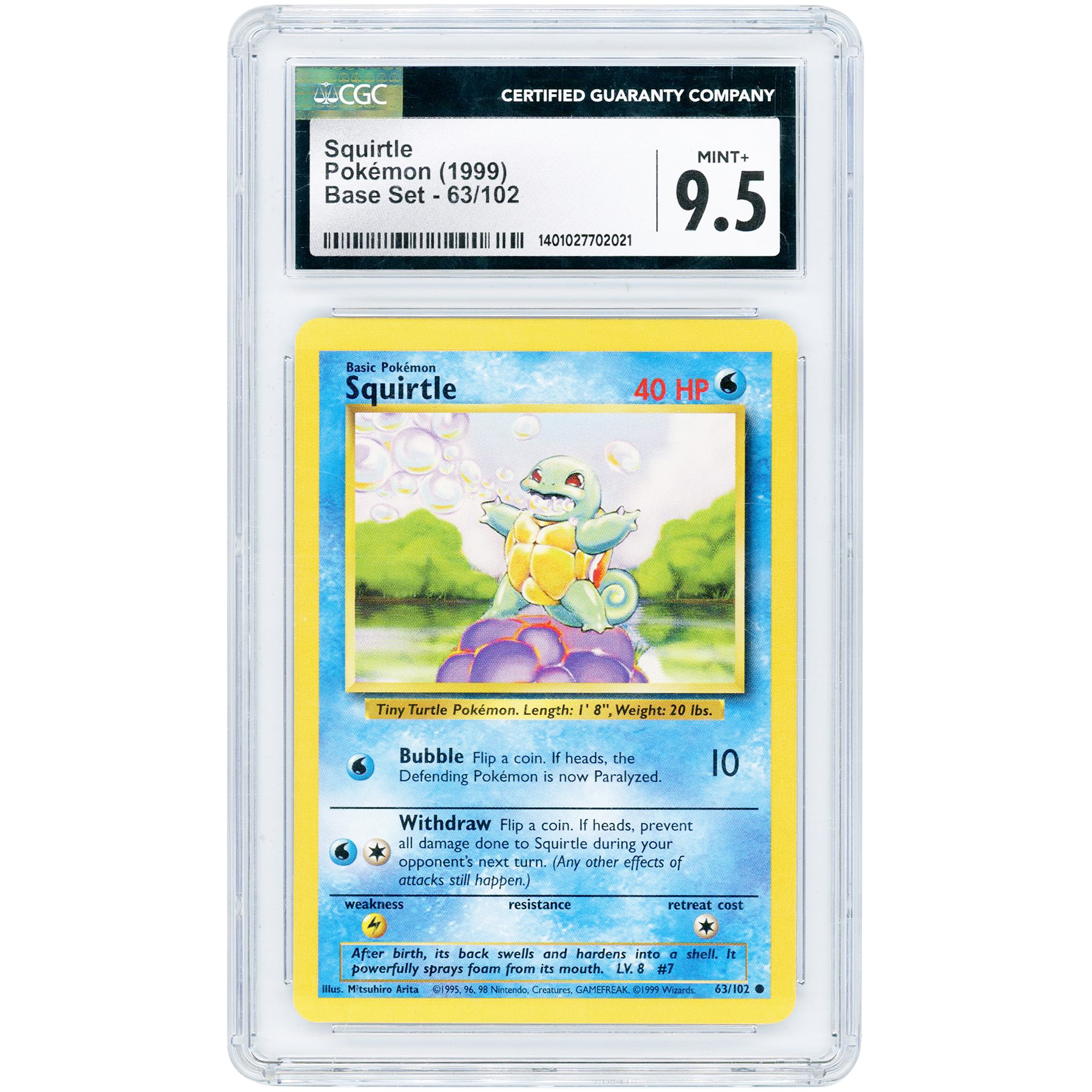 Squirtle 1999 Pokemon Base Set Common #63 CGC Authenticated 9.5 Card