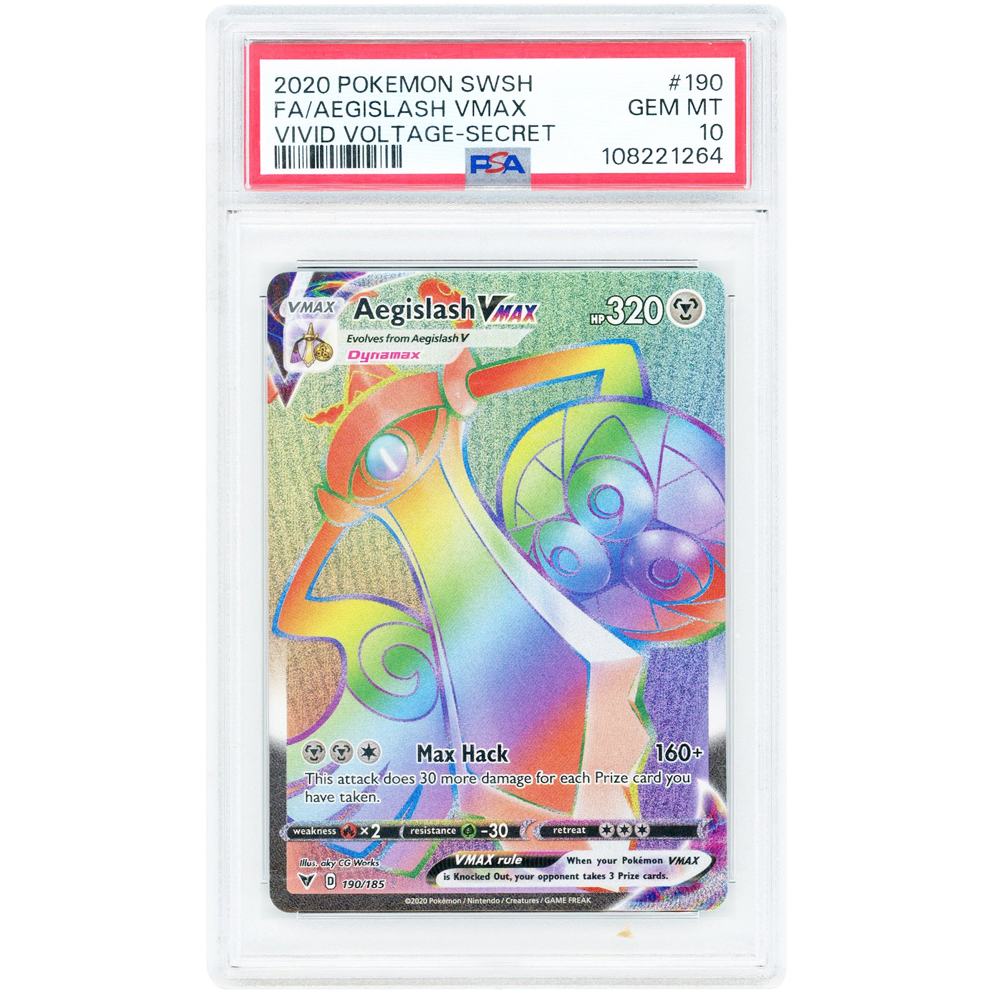 Aegislash VMAX 2020 Pokemon Vivid Voltage Secret Rare #190 PSA Authenticated 10 Card
