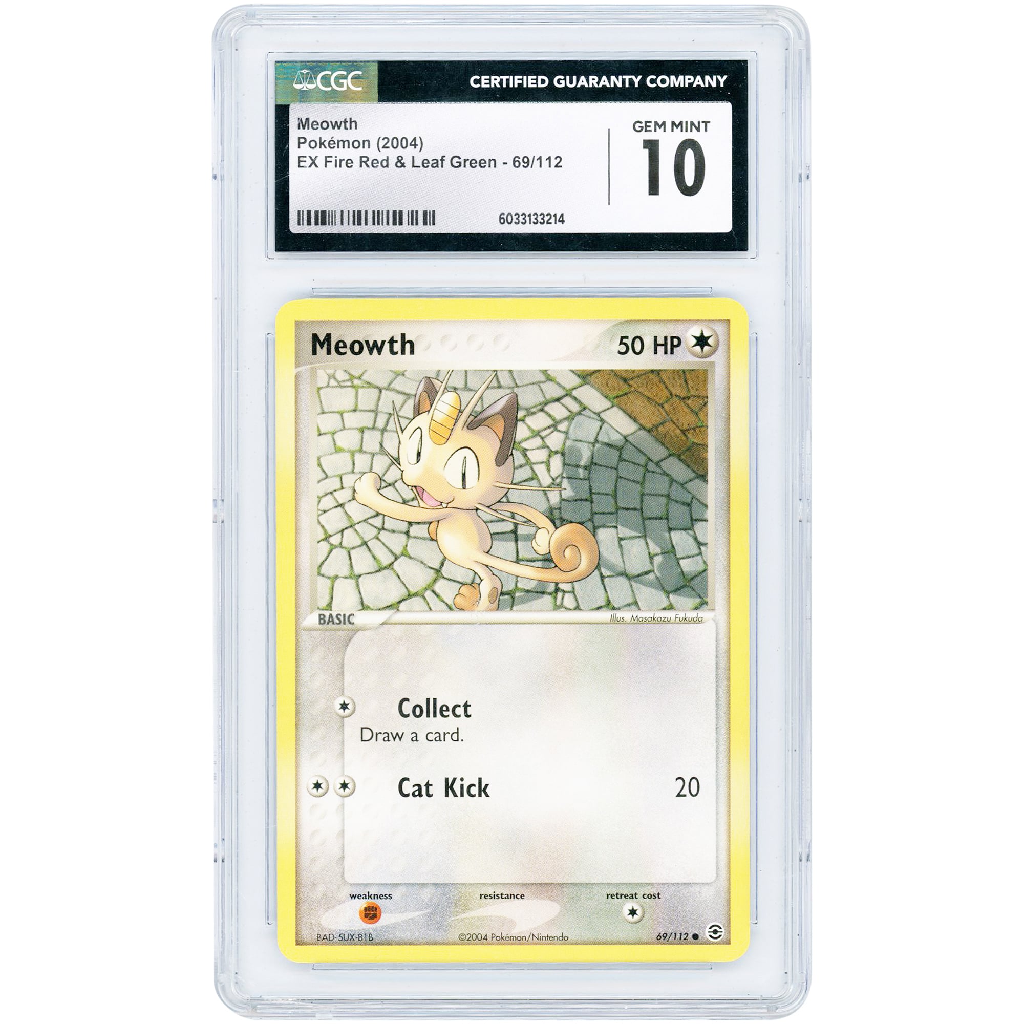 Meowth 2004 Pokemon EX Fire Red & Leaf Green Common #69 CGC Authenticated 10 Card