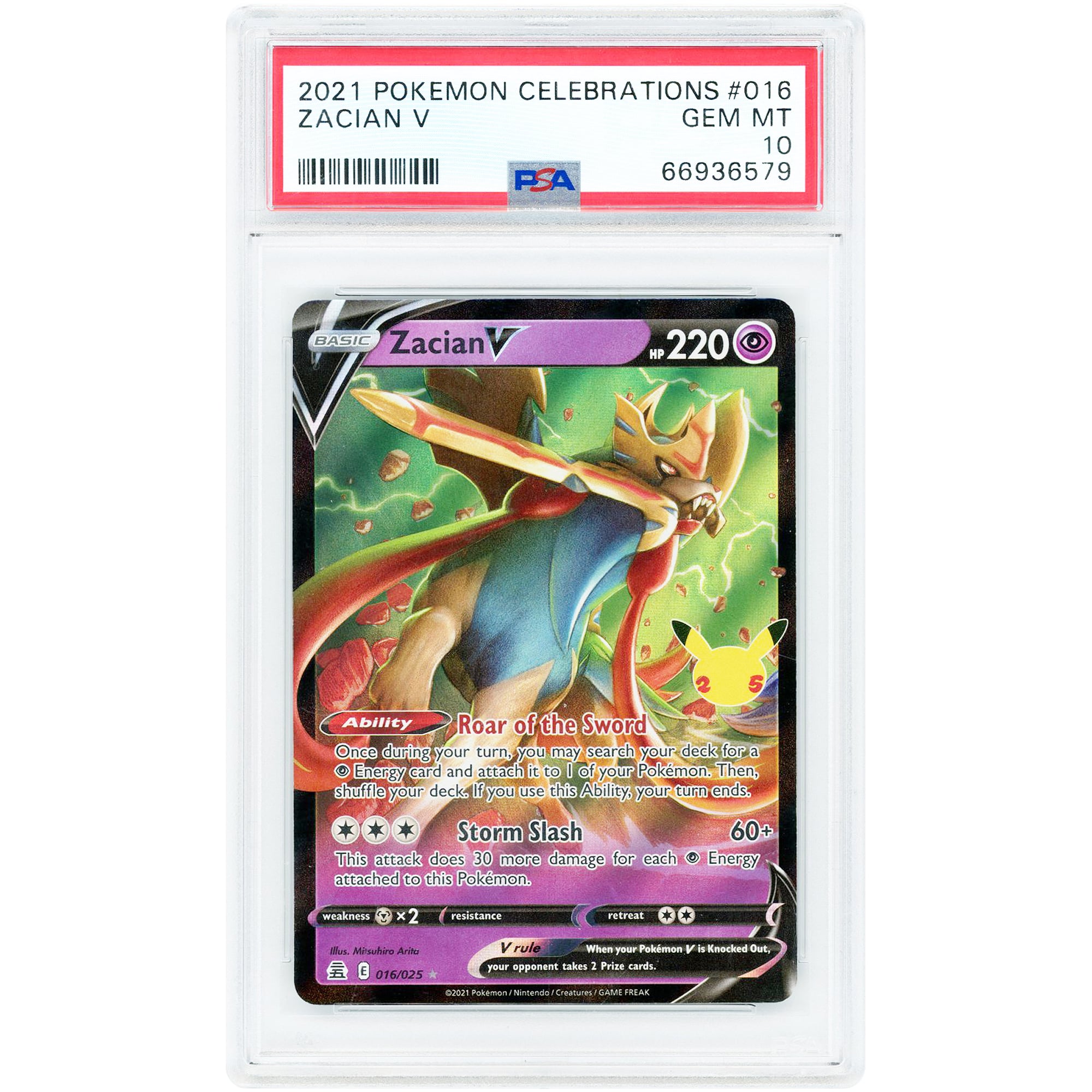 Zacian V 2021 Pokemon Celebrations Ultra Rare #16 PSA Authenticated 10 Card