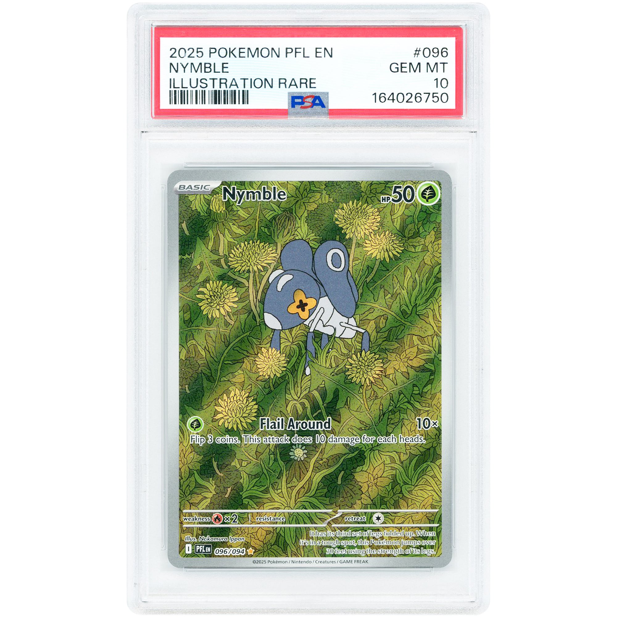 Nymble 2025 Pokemon Phantasmal Flames Illustration Rare #96 PSA Authenticated 10 Card