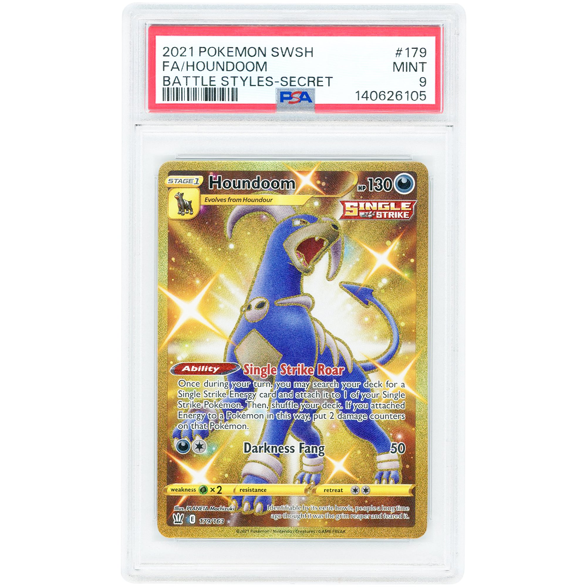 Houndoom 2021 Pokemon Battle Styles Secret Rare #179 PSA Authenticated 9 Card