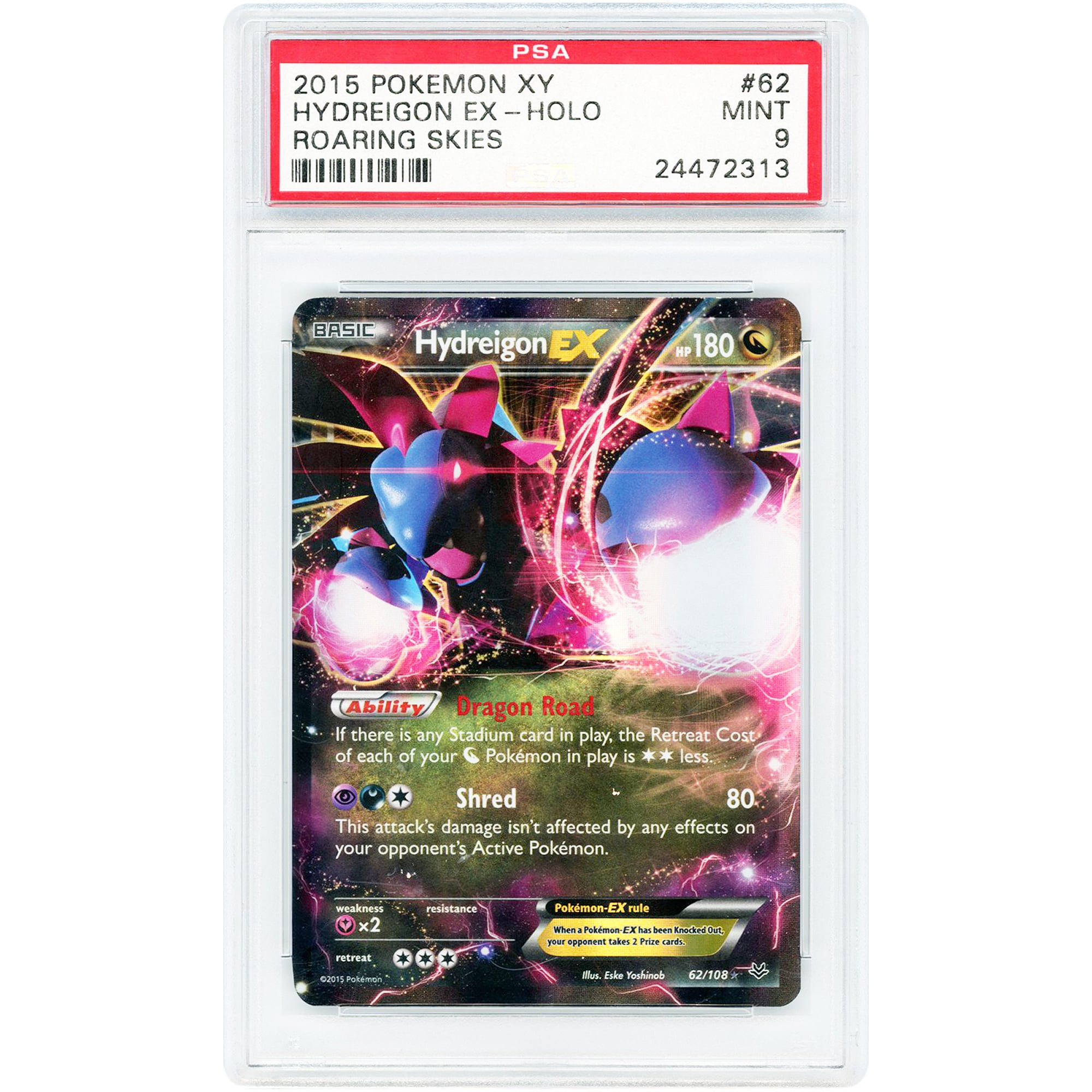 Hydreigon EX 2015 Pokemon Roaring Skies Ultra Rare #62 PSA Authenticated 9 Card