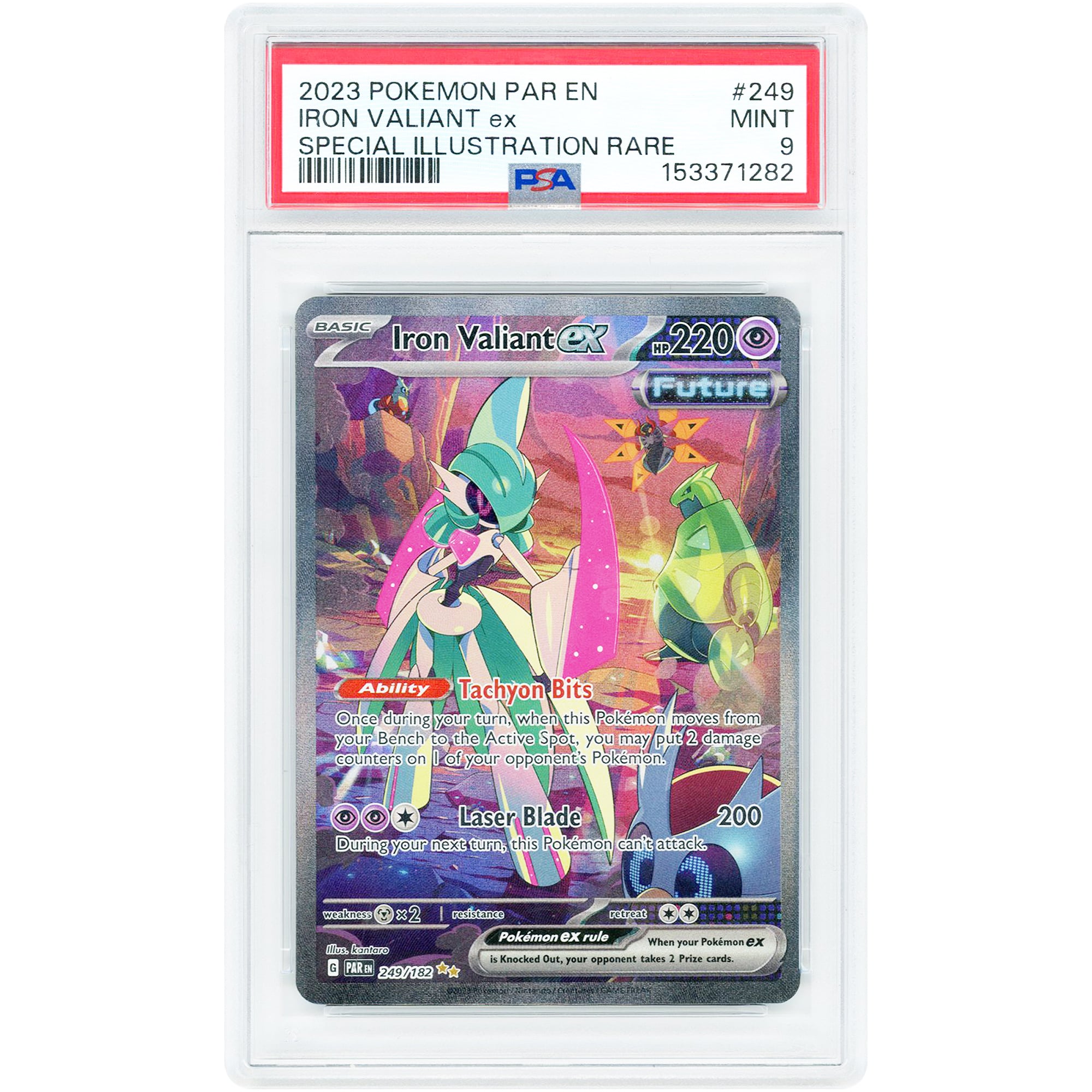 Iron Valiant ex 2023 Pokemon Paradox Rift Special Illustration Rare #249 PSA Authenticated 9 Card