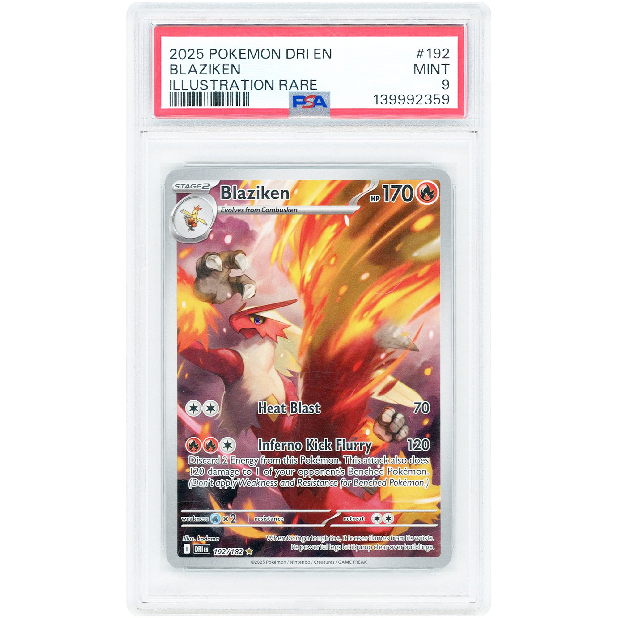 Blaziken 2025 Pokemon Destined Rivals Illustration Rare #192 PSA Authenticated 9 Card