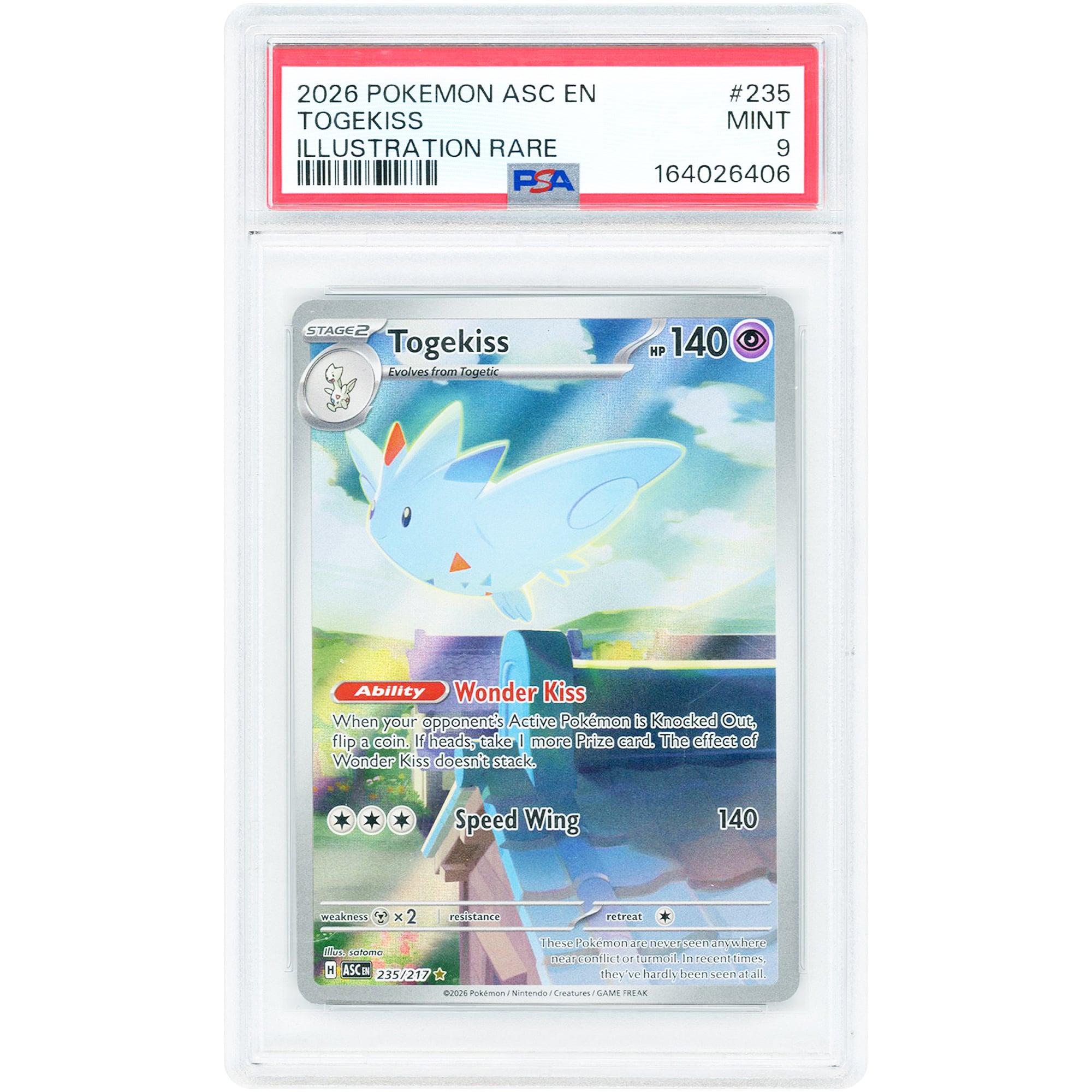 Togekiss 2026 Pokemon Ascended Heroes Illustration Rare #235 PSA Authenticated 9 Card