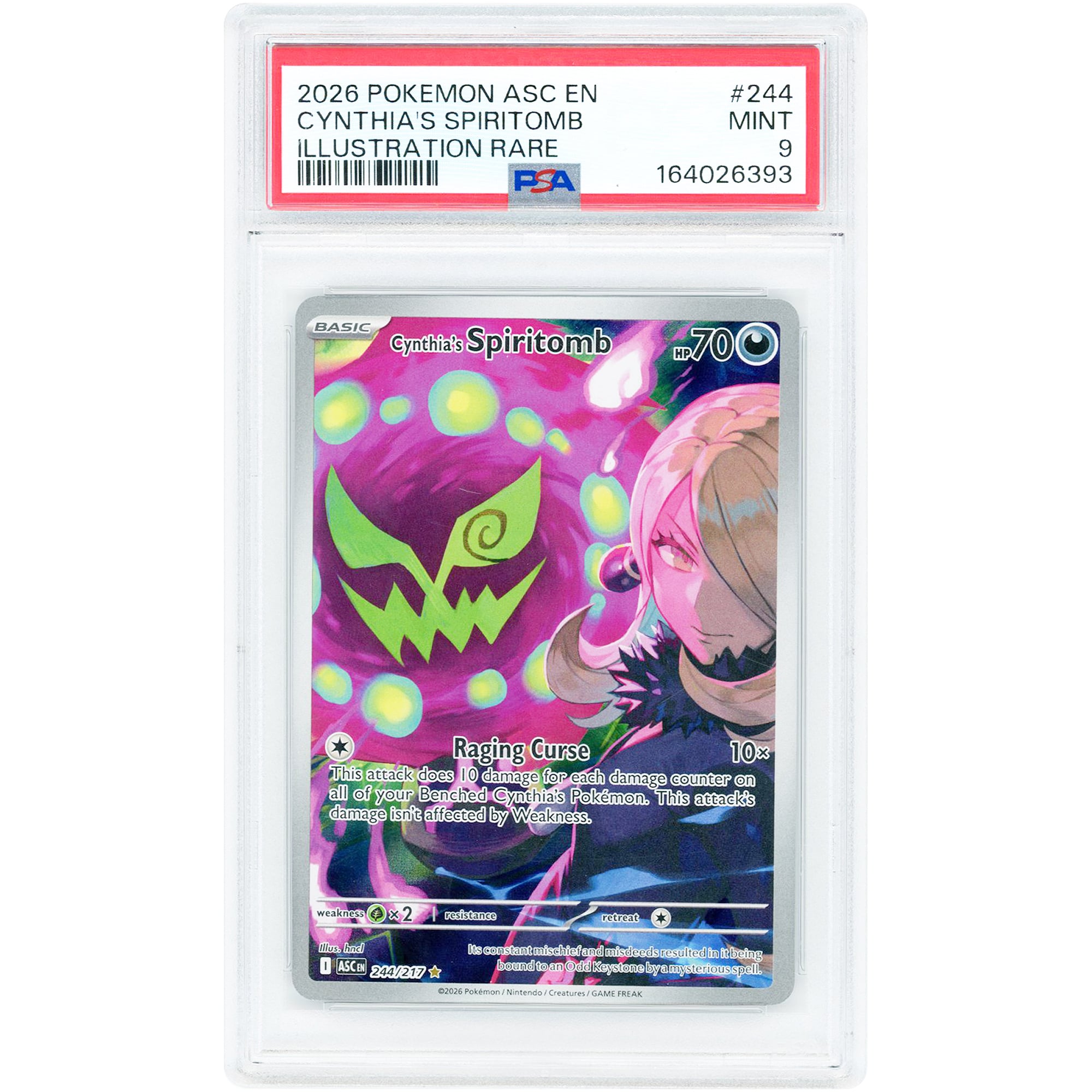 Cynthia's Spiritomb 2026 Pokemon Ascended Heroes Illustration Rare #244 PSA Authenticated 9 Card
