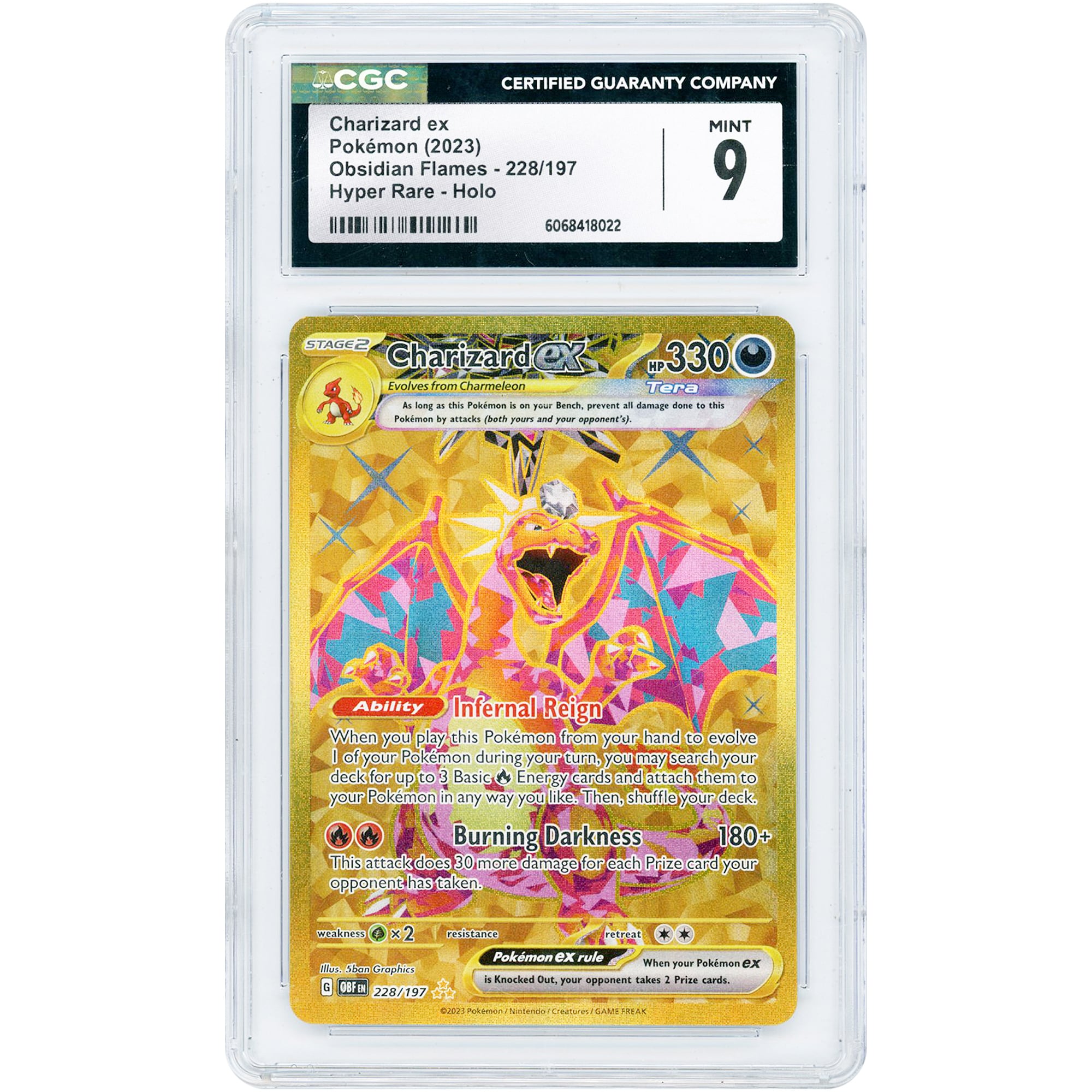 Charizard ex 2023 Pokemon Obsidian Flames Hyper Rare #228 CGC Authenticated 9 Card
