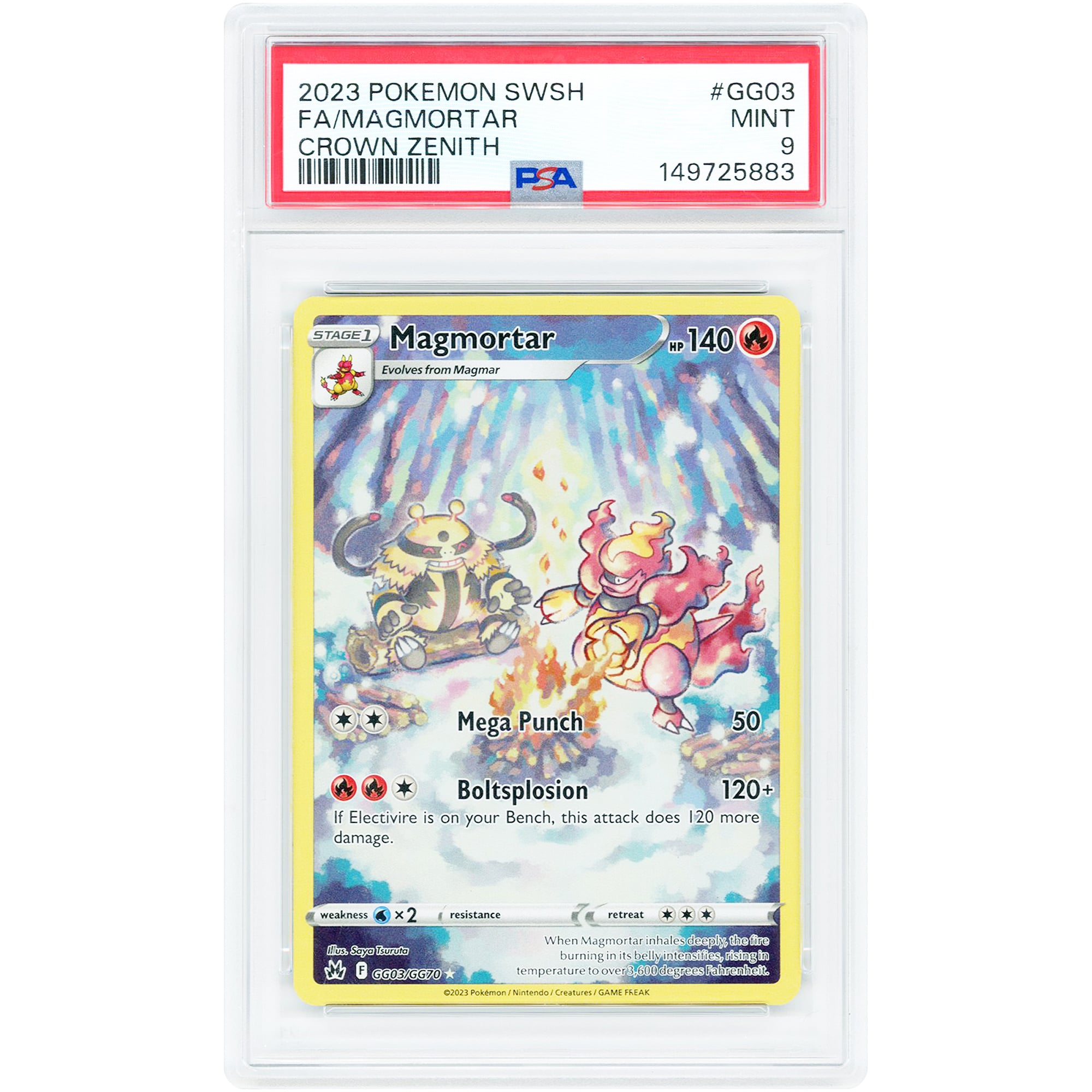 Magmortar 2023 Pokemon Crown Zenith Galarian Gallery Holo Rare #GG03 PSA Authenticated 9 Card