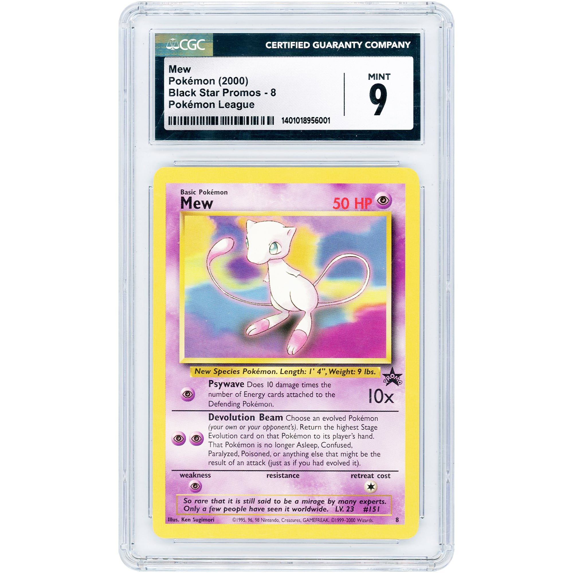 Mew 2000 Pokemon WoTC Black Star Promo #8 CGC Authenticated 9 Card