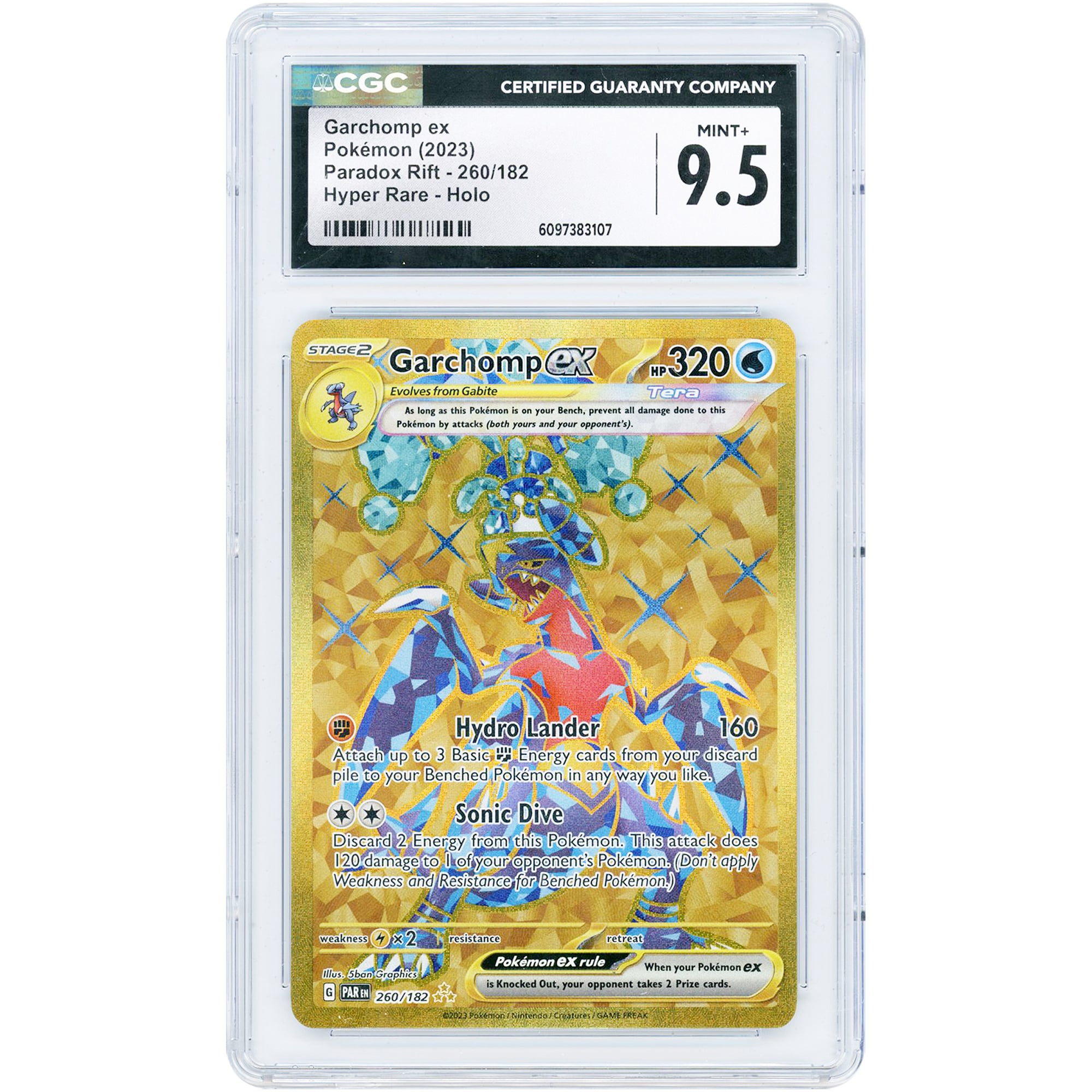 Garchomp ex 2023 Pokemon Paradox Rift Hyper Rare #260 CGC Authenticated 9.5 Card