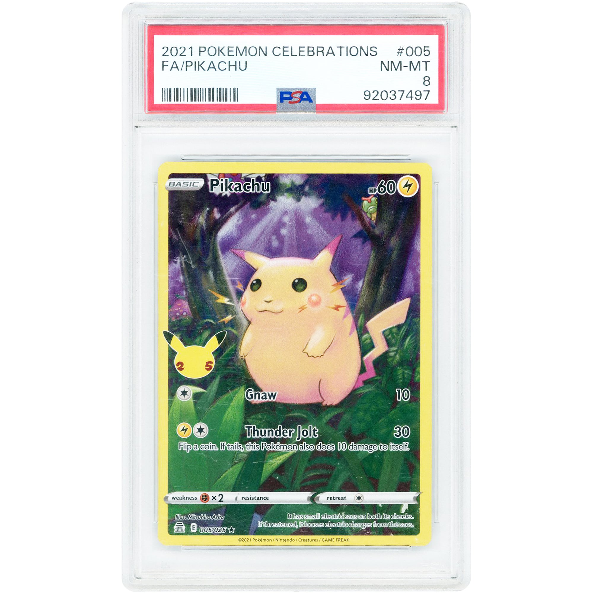 Pikachu 2021 Pokemon Celebrations Holo Rare #5 PSA Authenticated 8 Card