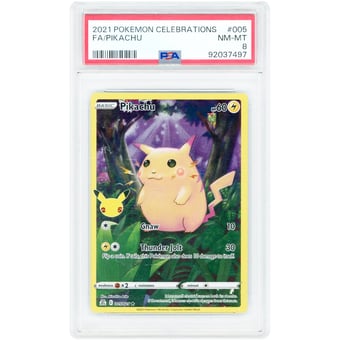 Pikachu 2021 Pokemon Celebrations Holo Rare #5 PSA Authenticated 8 Card