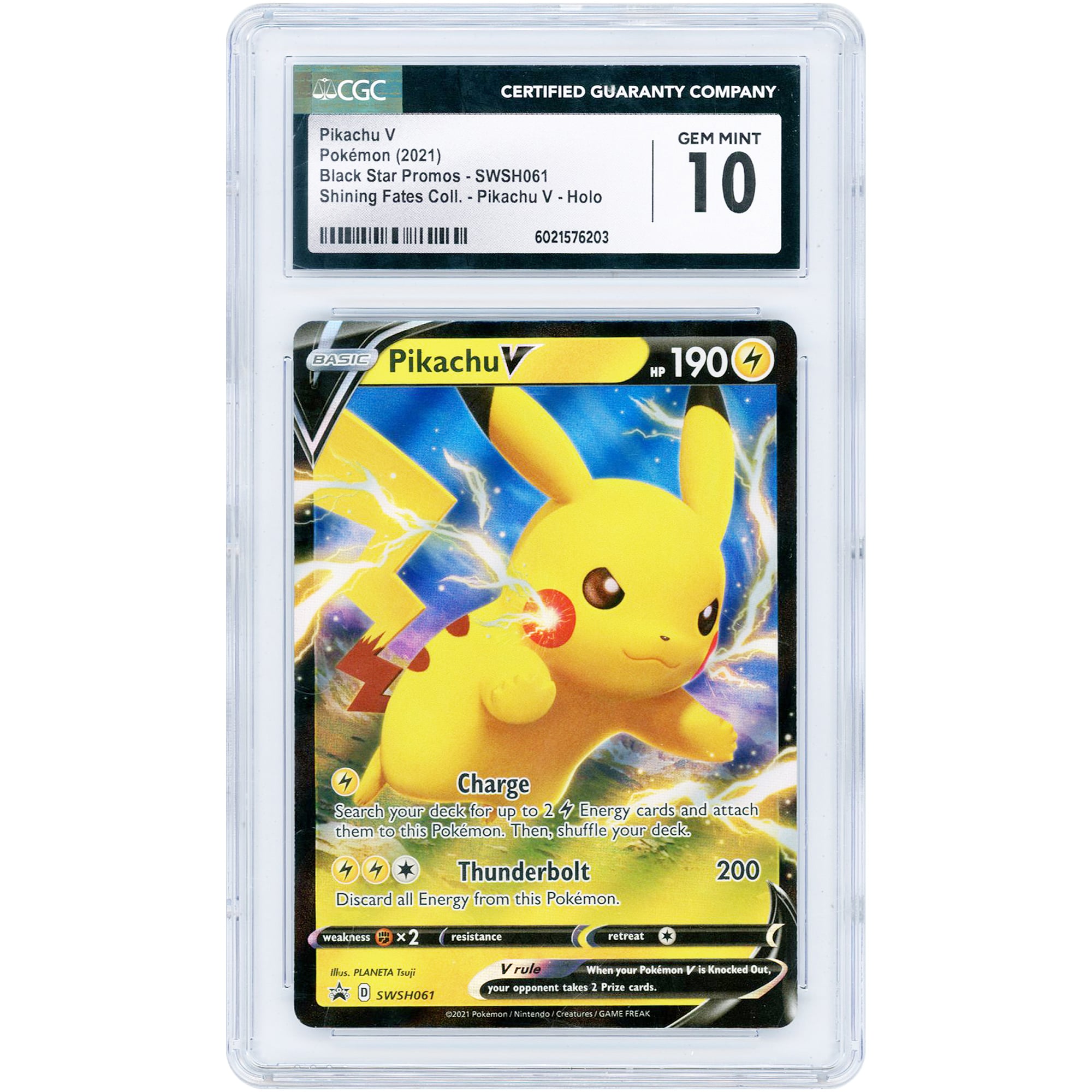 Pikachu V 2021 Pokemon Sword & Shield Black Star Promos #SWSH061 CGC Authenticated 10 Card