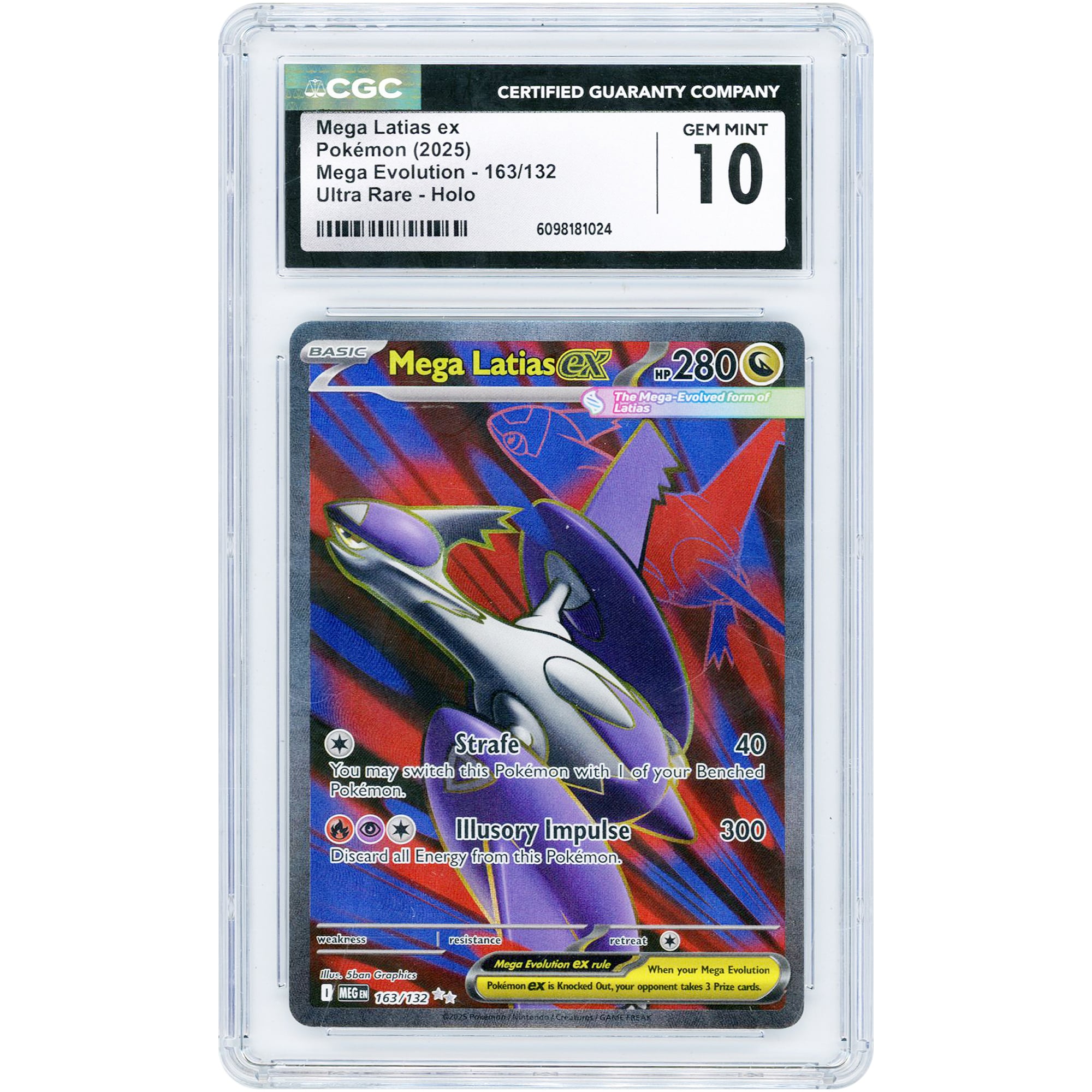 Mega Latias ex 2025 Pokemon Mega Evolution Ultra Rare #163 CGC Authenticated 10 Card