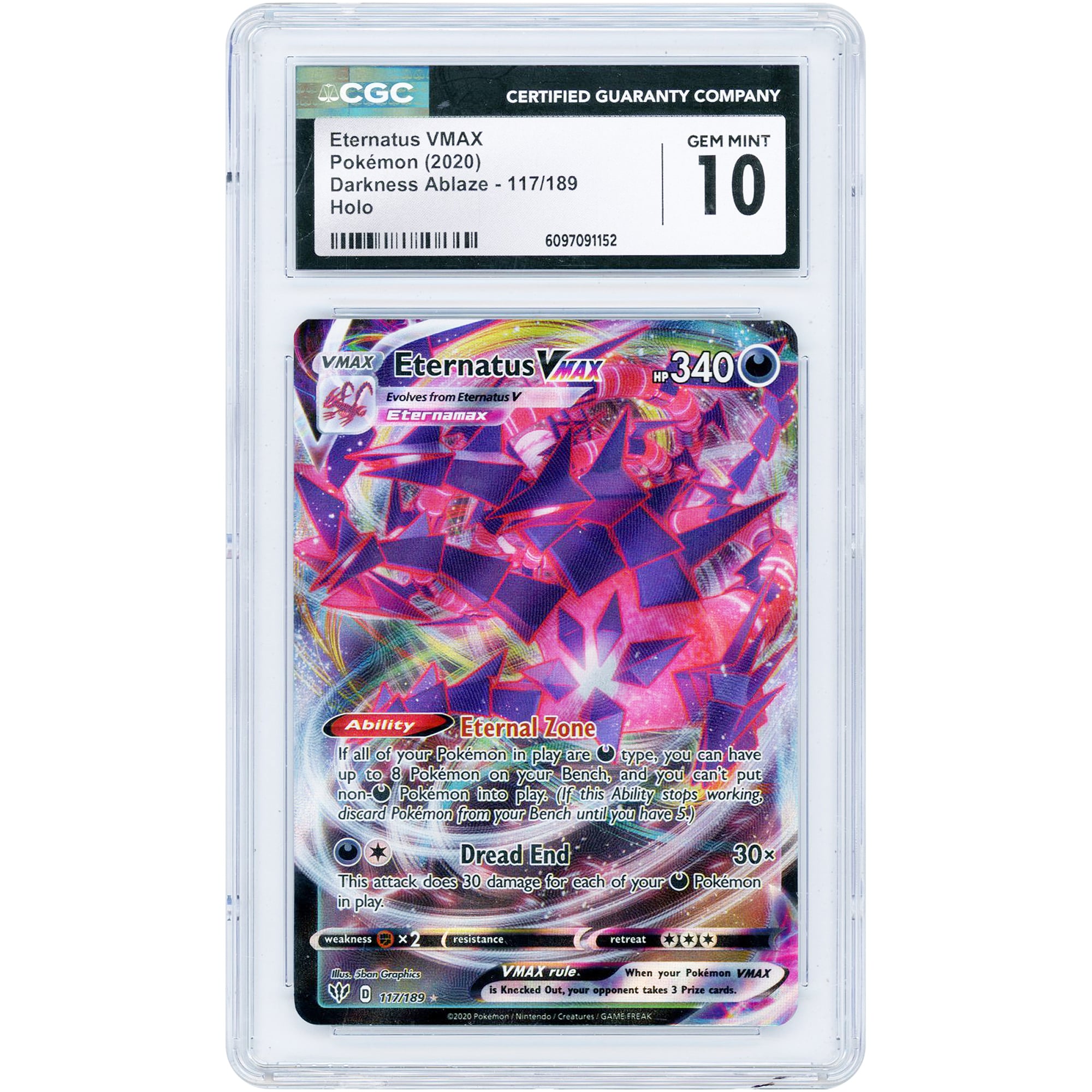 Eternatus VMAX 2020 Pokemon Darkness Ablaze Ultra Rare #117 CGC Authenticated 10 Card
