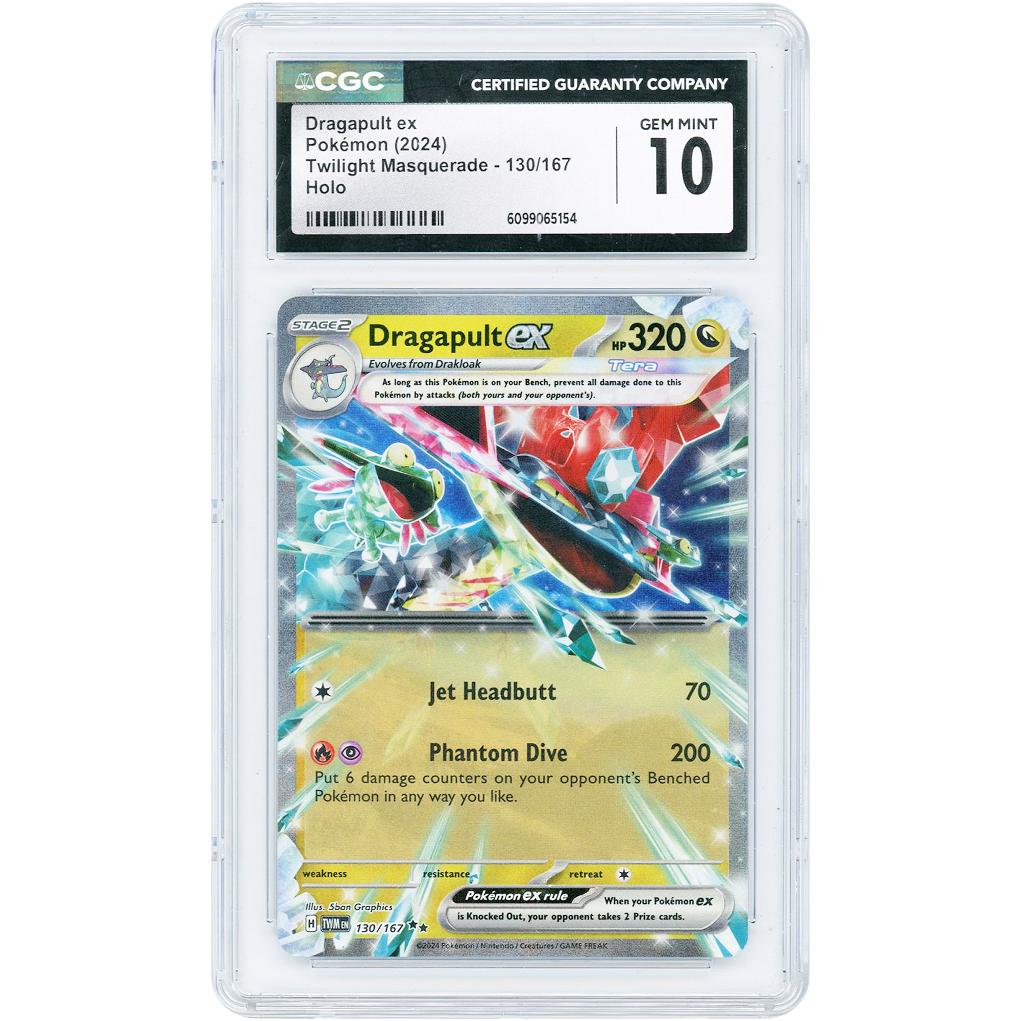 Dragapult ex 2024 Pokemon Twilight Masquerade Double Rare #130 CGC Authenticated 10 Card