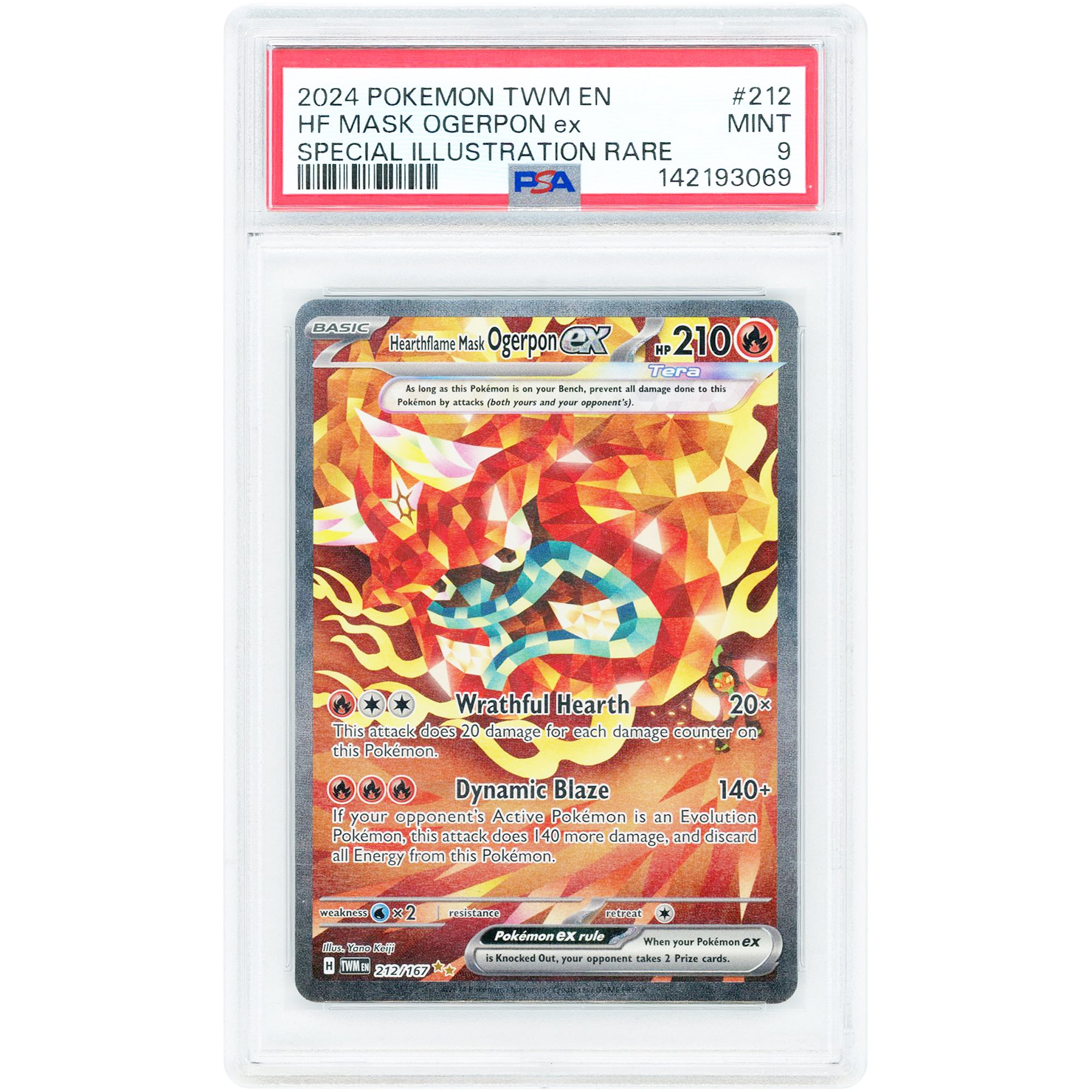Hearthflame Mask Ogerpon ex 2024 Pokemon Twilight Masquerade Special Illustration Rare #212 PSA Authenticated 9 Card
