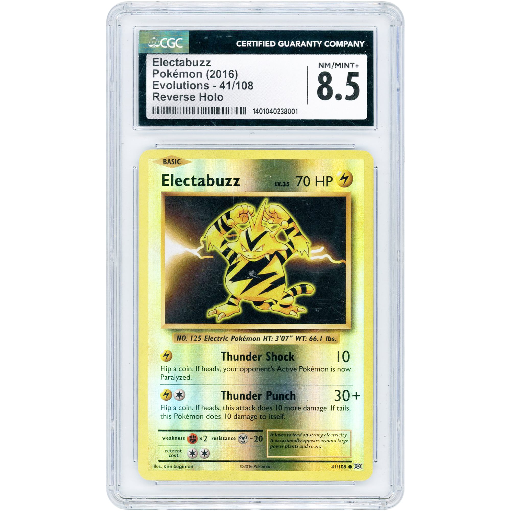 Electabuzz 2016 Pokemon Evolutions Common #41 CGC Authenticated 8.5 Card