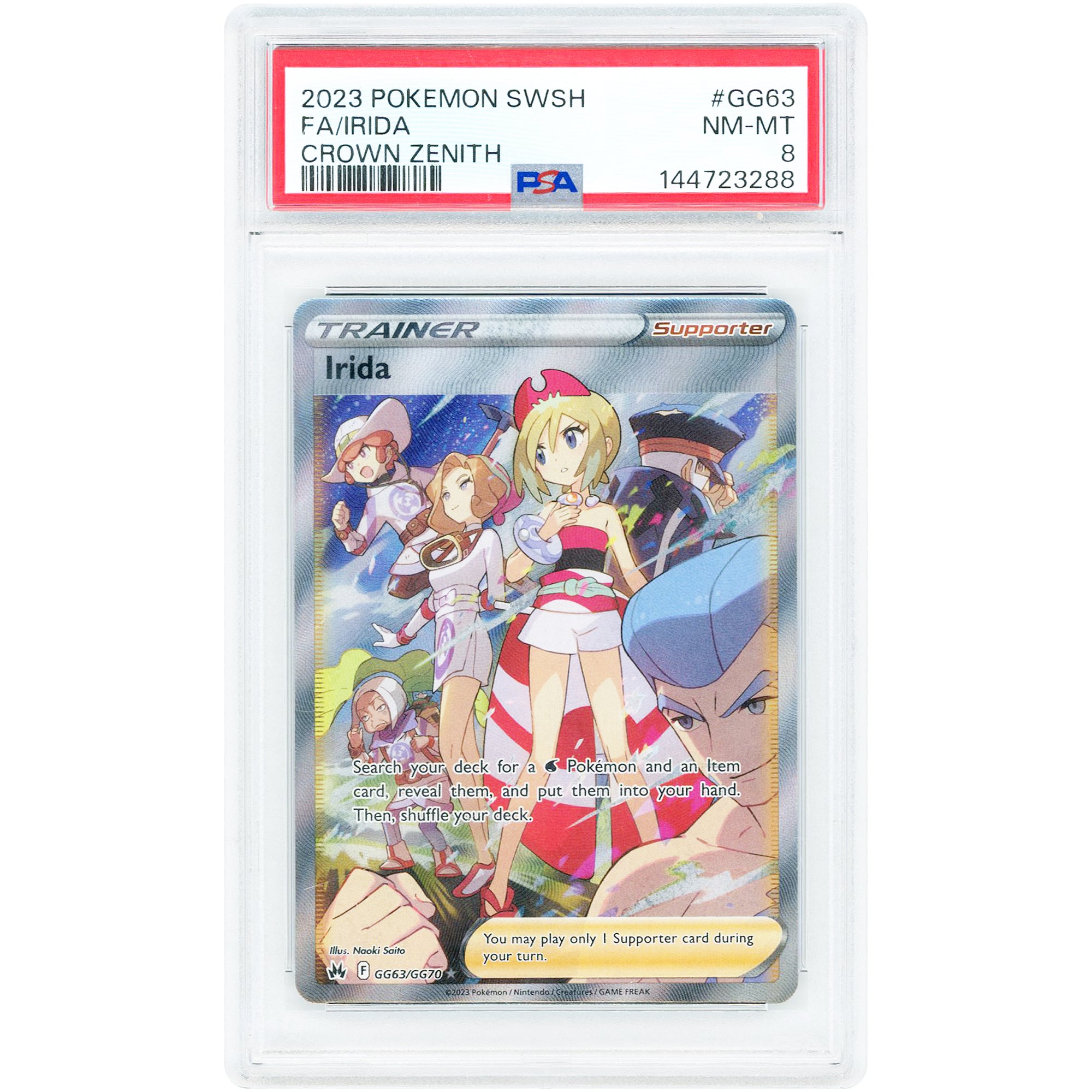 Irida 2023 Pokemon Crown Zenith Galarian Gallery Ultra Rare #GG63 PSA Authenticated 8 Card
