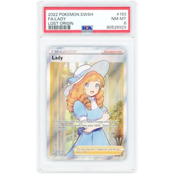 Lady 2022 Pokemon Lost Origin Ultra Rare #193 PSA Authenticated 8 Card