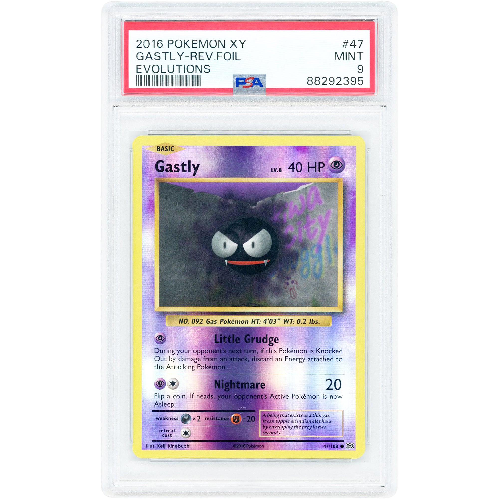 Gastly 2016 Pokemon Evolutions Common #47 PSA Authenticated 9 Card