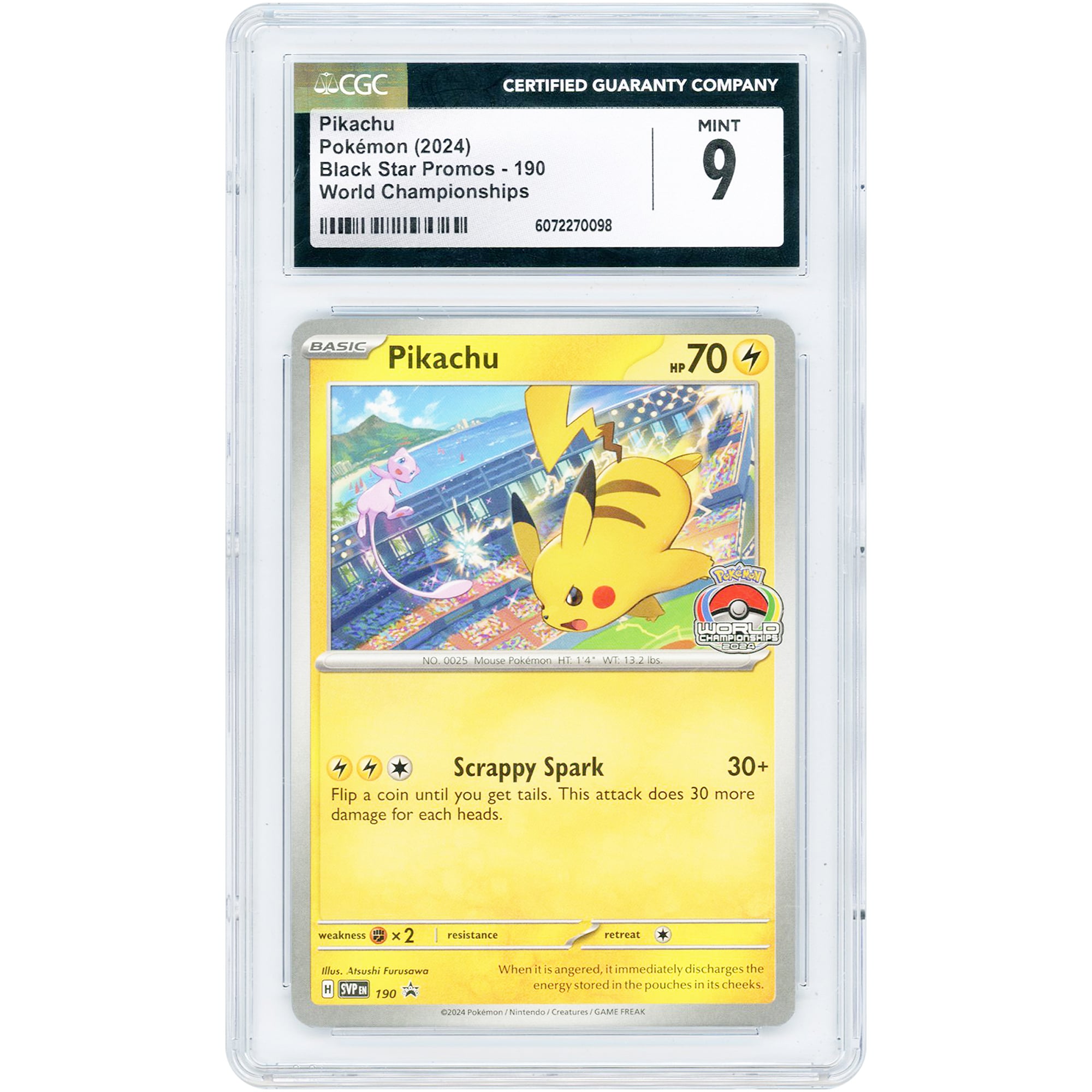 Pikachu 2024 Pokemon Scarlet & Violet Black Star Promos #190 CGC Authenticated 9 Card
