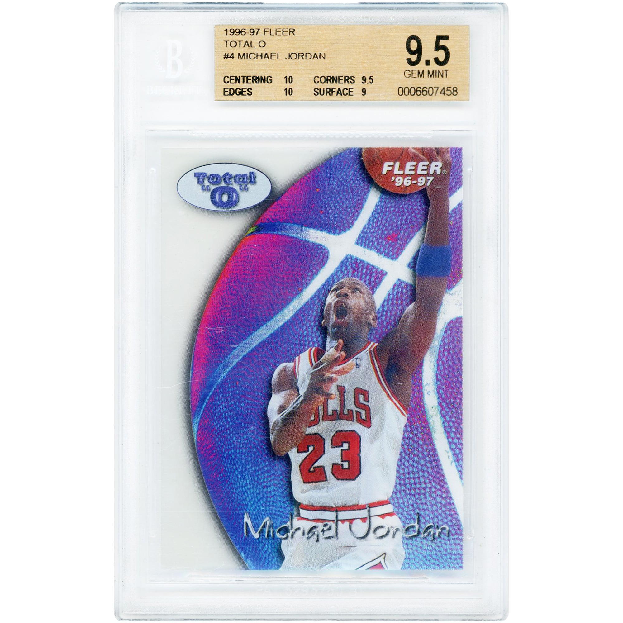 Michael Jordan Chicago Bulls 1996-97 Fleer Total O #4 BGS Authenticated 9.5 Card