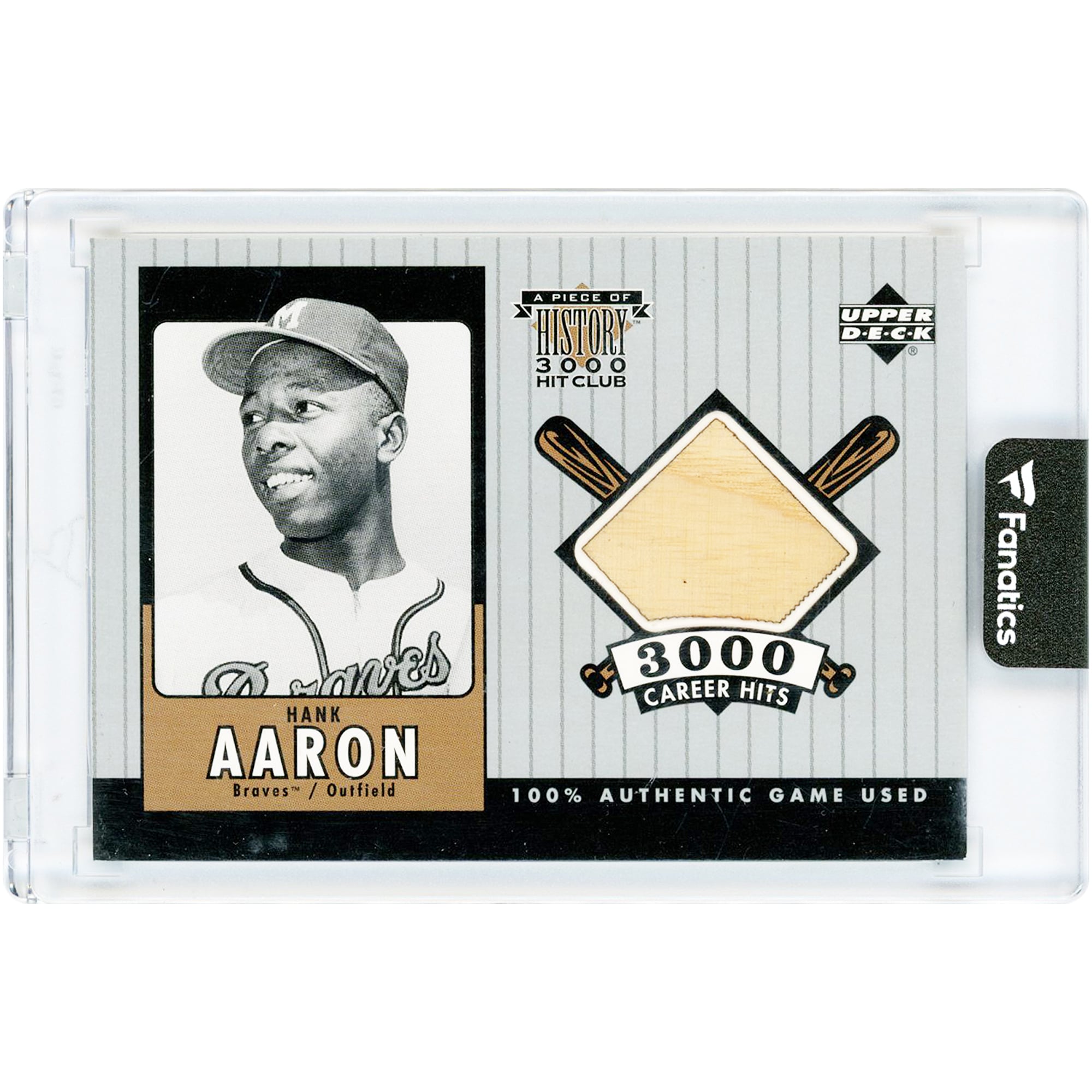 Hank Aaron Milwaukee Braves 2000 Upper Deck A Piece Of History 3000 Hit Club Game Used Relic #HA-B Card