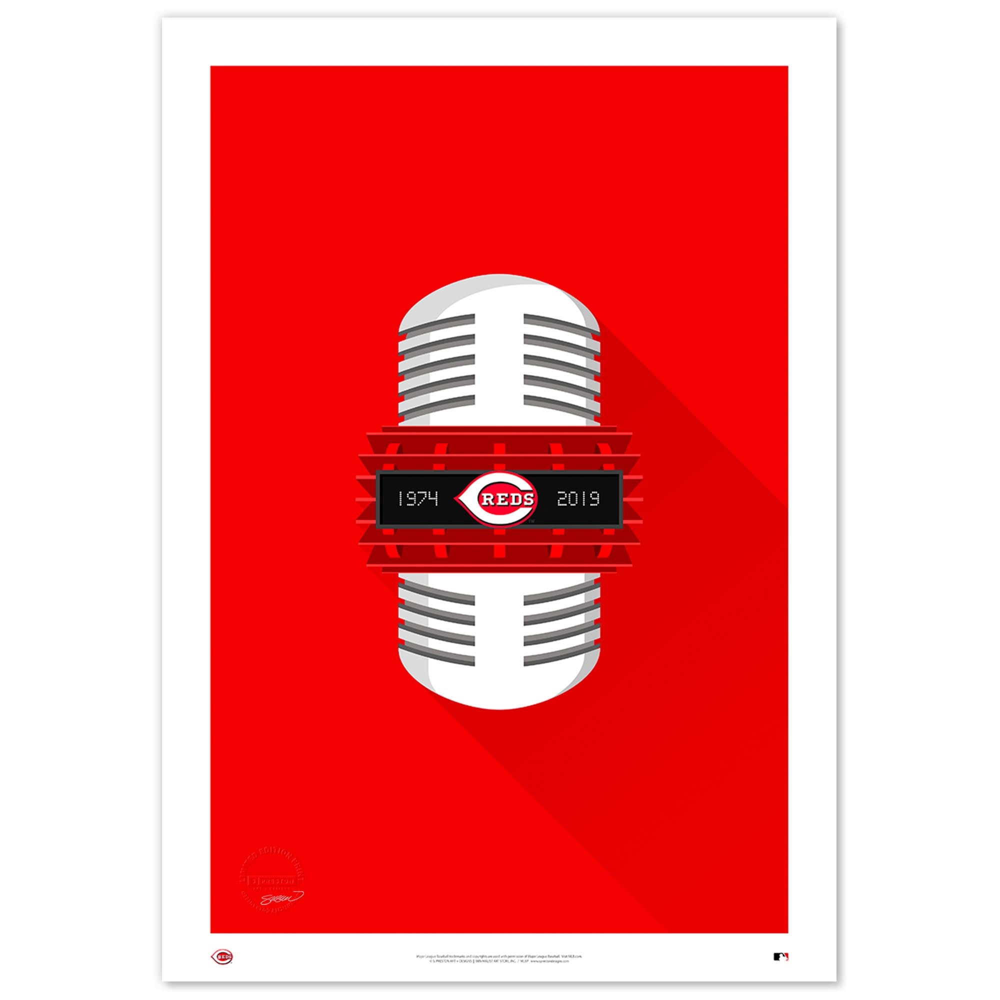 Cincinnati Reds Limited Edition 24" x 36" Minimalist Broadcaster Art Print