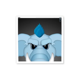 TUSKY Utah Mammoth 12" x 12" Minimalist Mascot Square Poster Print