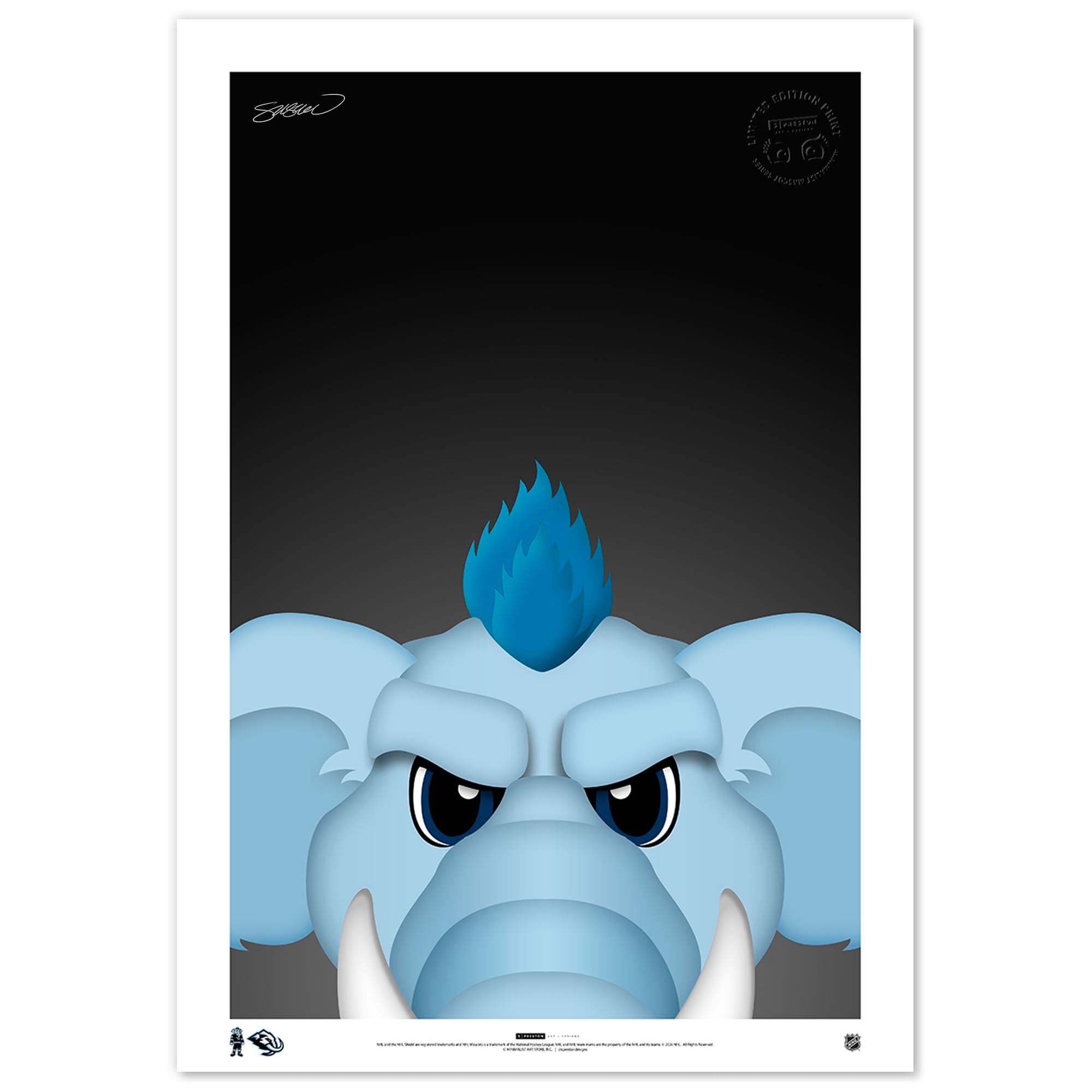 TUSKY Utah Mammoth Limited Edition 14" x 20" Minimalist Mascot Art Print