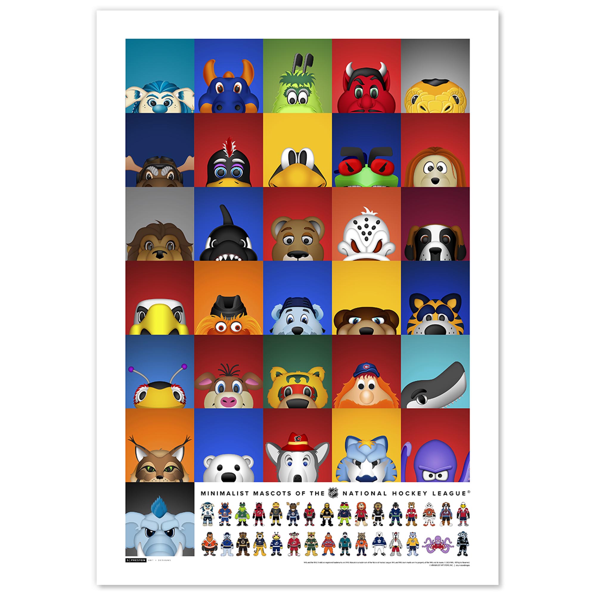 NHL 14" x 20" Minimalist Mascot Art Print