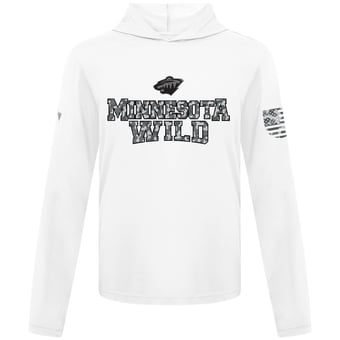 Men's Levelwear White Minnesota Wild Anthem Camo Long Sleeve Hooded T-Shirt