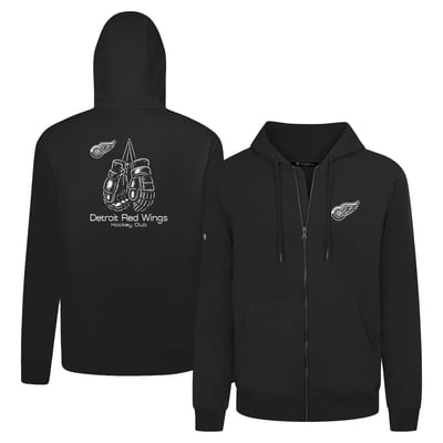 Men's Levelwear Black Detroit Red Wings Gauntlets Uphill Full-Zip Hoodie